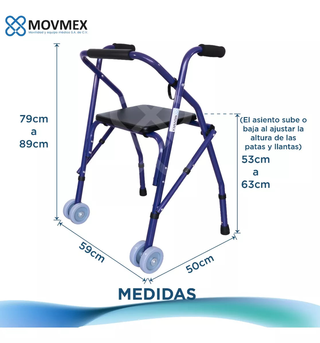 Andadera Ortopédica Sencilla Económica Con Asiento Sheba Movmex