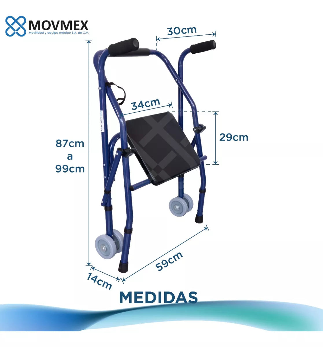 Andadera Ortopédica Sencilla Económica Con Asiento Sheba Movmex