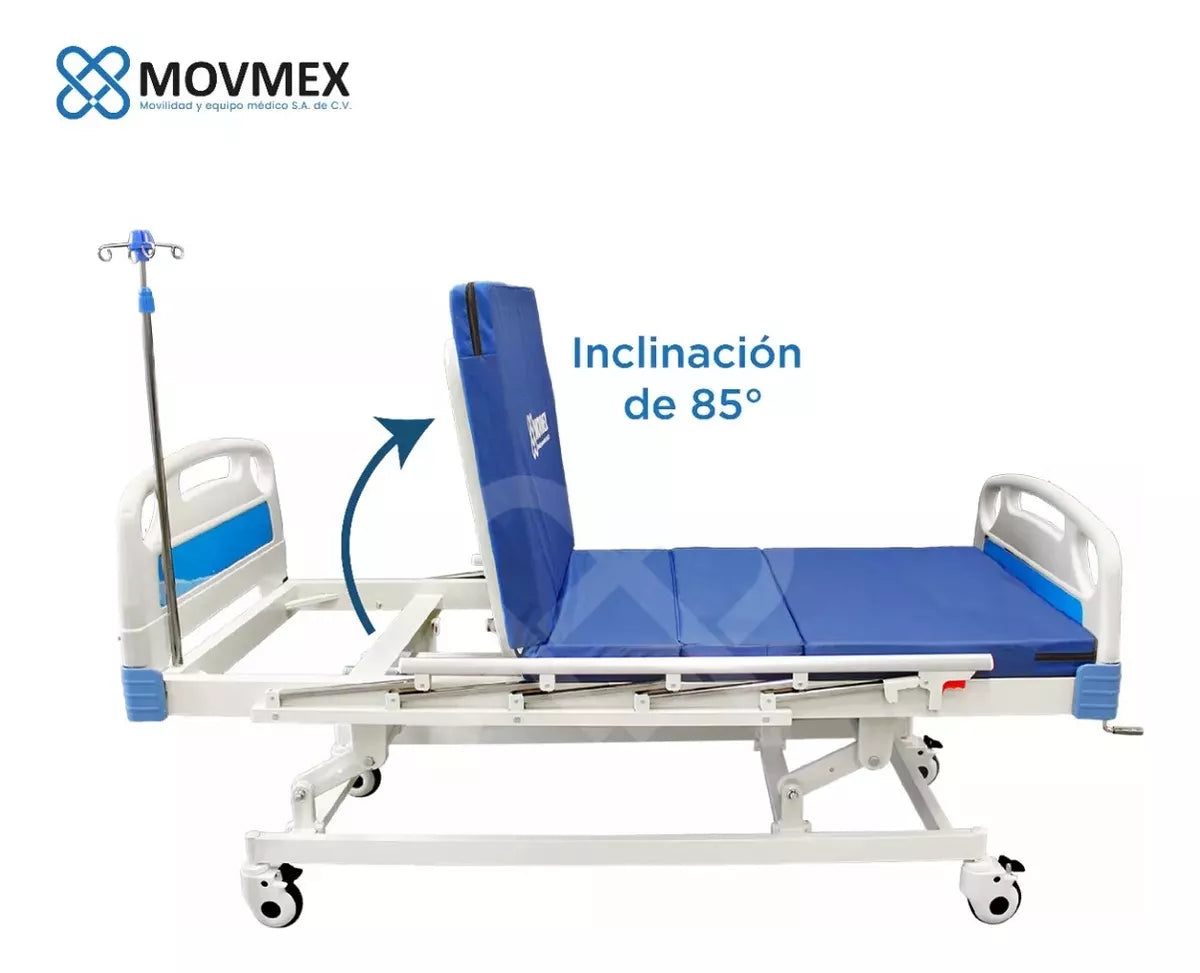 Cama Manual 3 Posiciones Ajuste de Altura + Accesorios Galeno Movmex