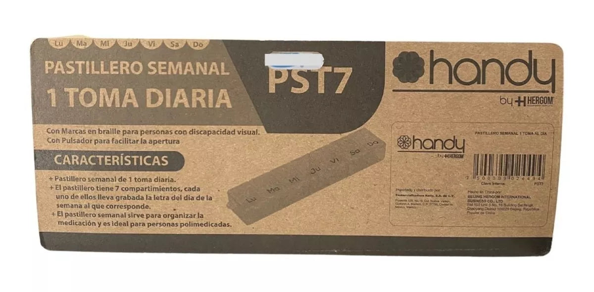 Pastillero Alargado Semanal Toma Diaria Handy Pst7