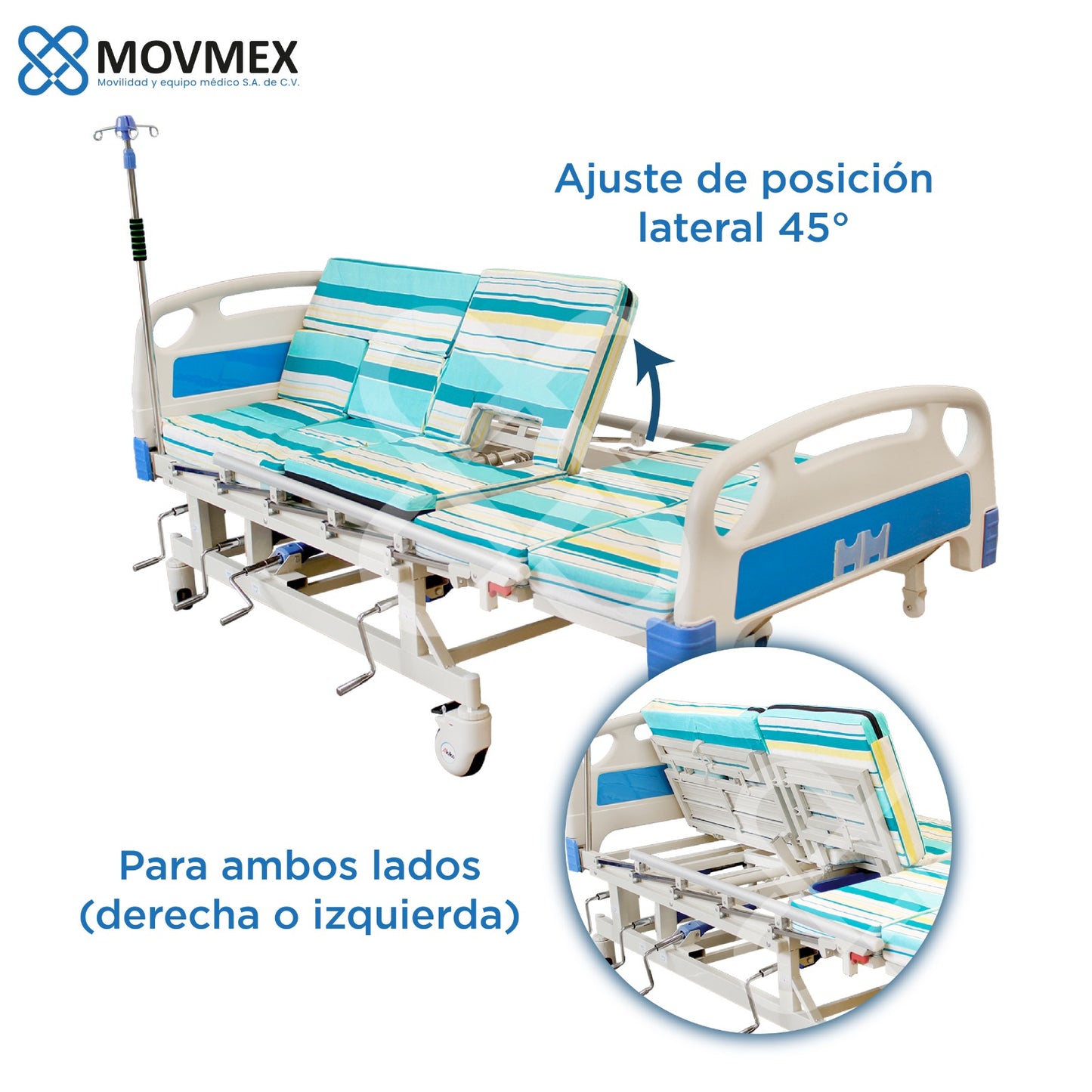Cama De Hospital Manual 7 Posiciones Con Colchón
