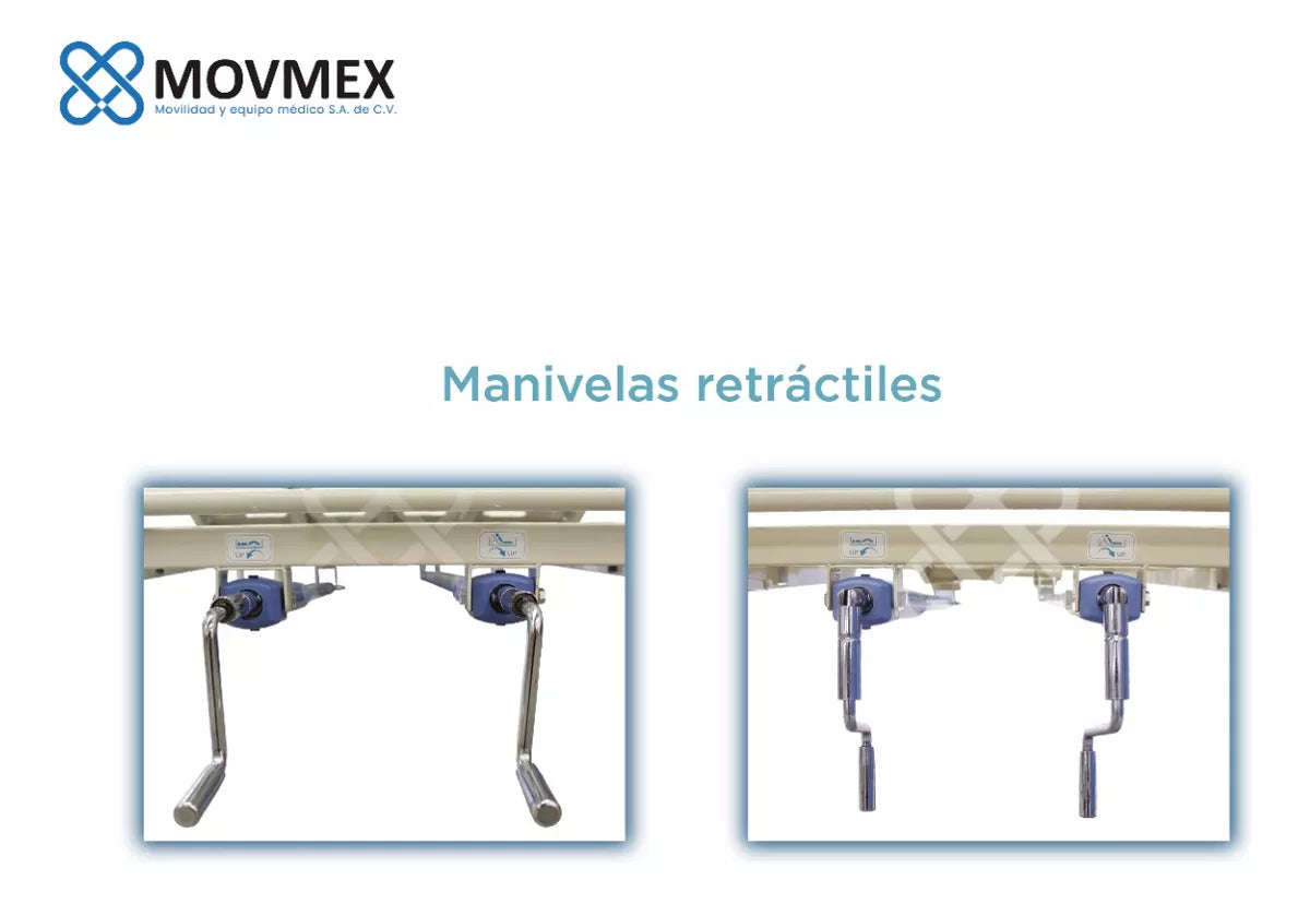 Cama Hospitalaria Manual  2 Posiciones  + Colchones (4 secciones y presión alterna) Hipócrates Movemex