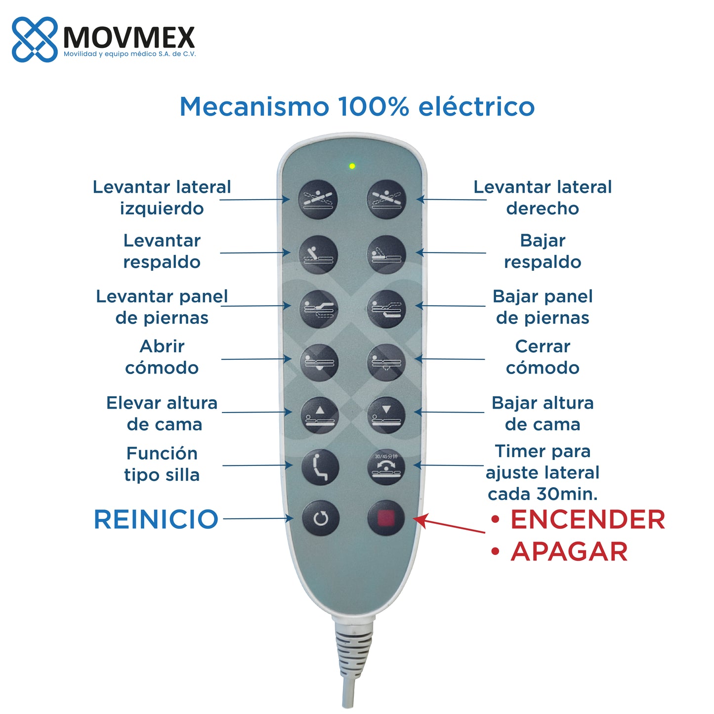 CAMA HOSPITALARIA ELÉCTRICA 9 FUNCIONES EN 1 CON ALTURA AJUSTABLE MODELO EVANGELINA