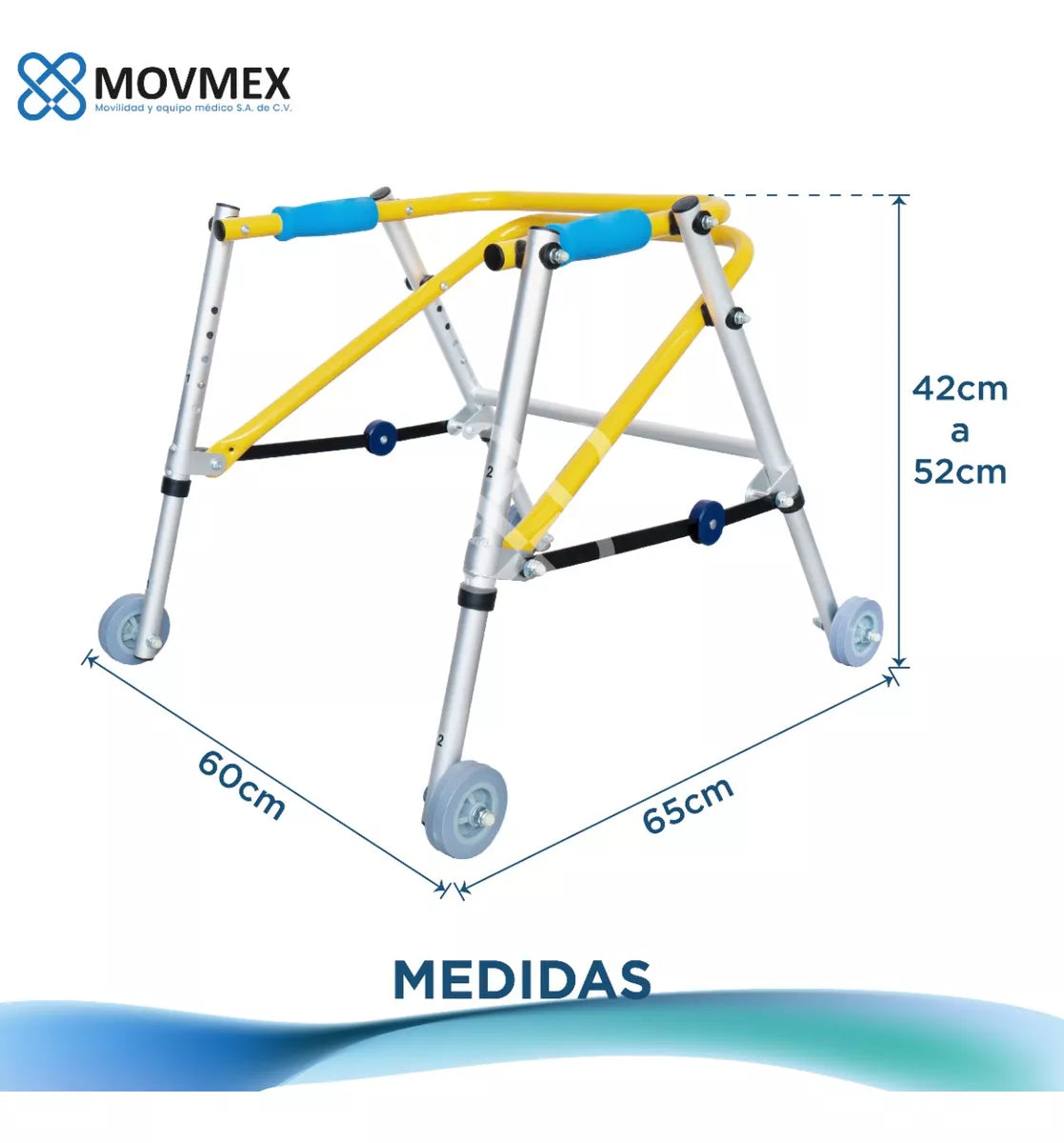 Andadera Ortopédica Posterior Infantil Mate Amarilla Movmex