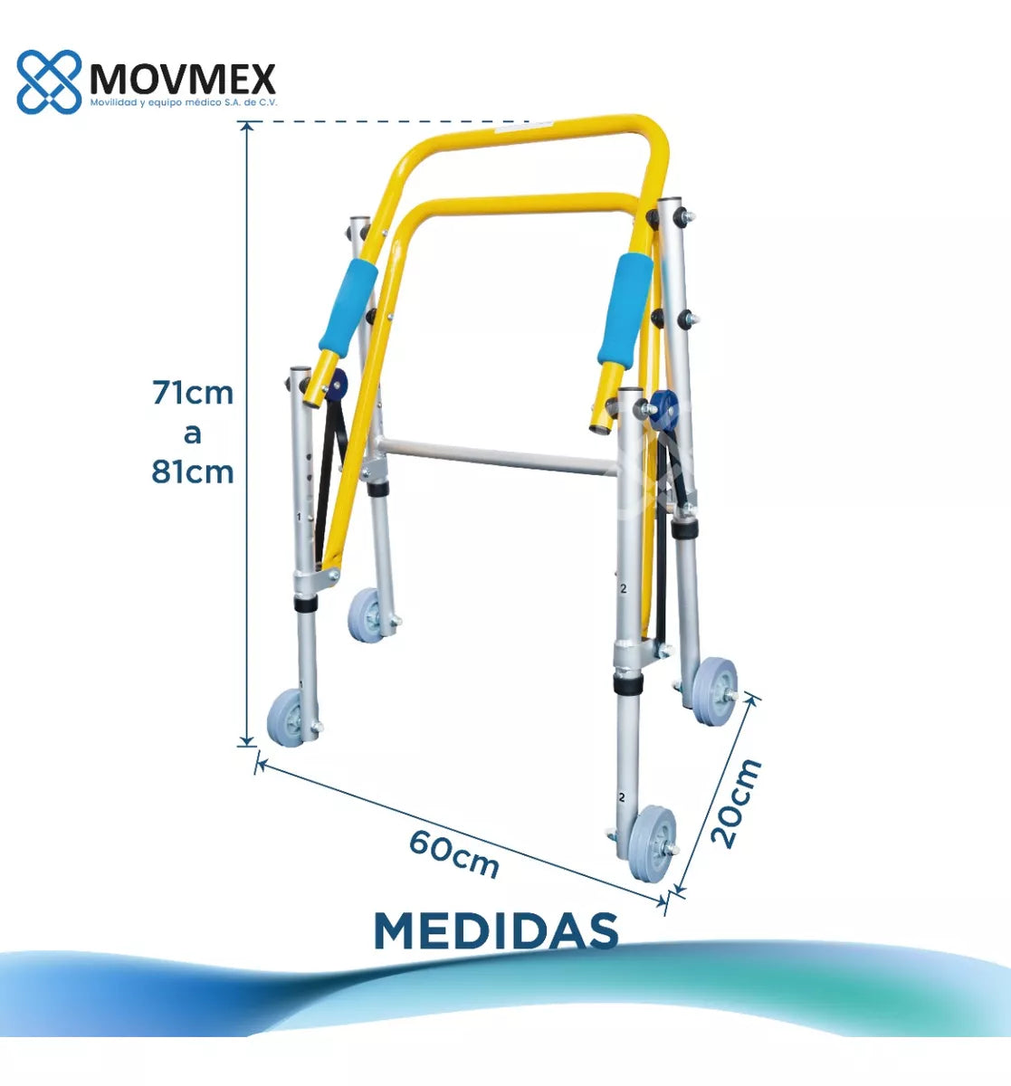 Andadera Ortopédica Posterior Infantil Mate Amarilla Movmex