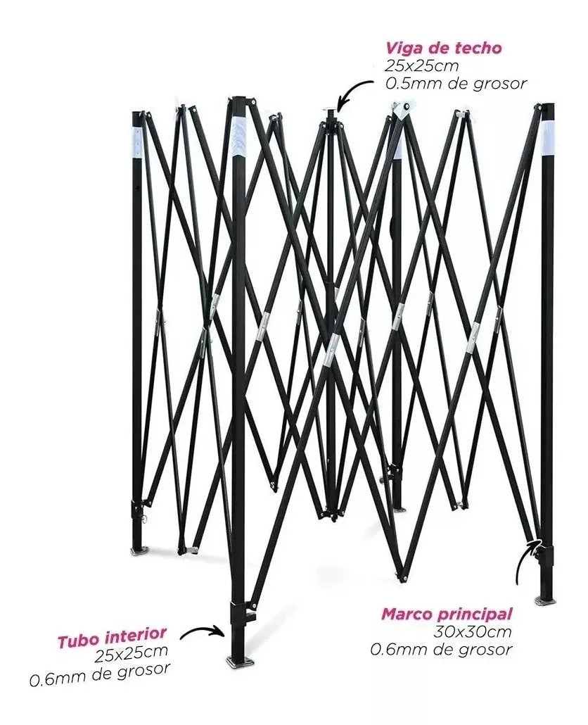 Carpa Toldo Plegable 2x2 Rosa Reforzado Impermeable Jardín Lona