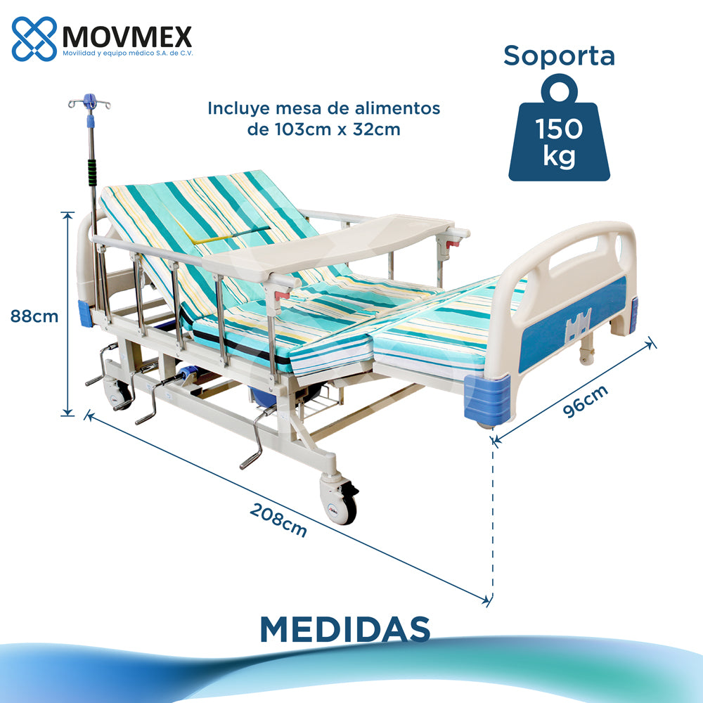 Cama De Hospital Manual 7 Posiciones Con Colchón
