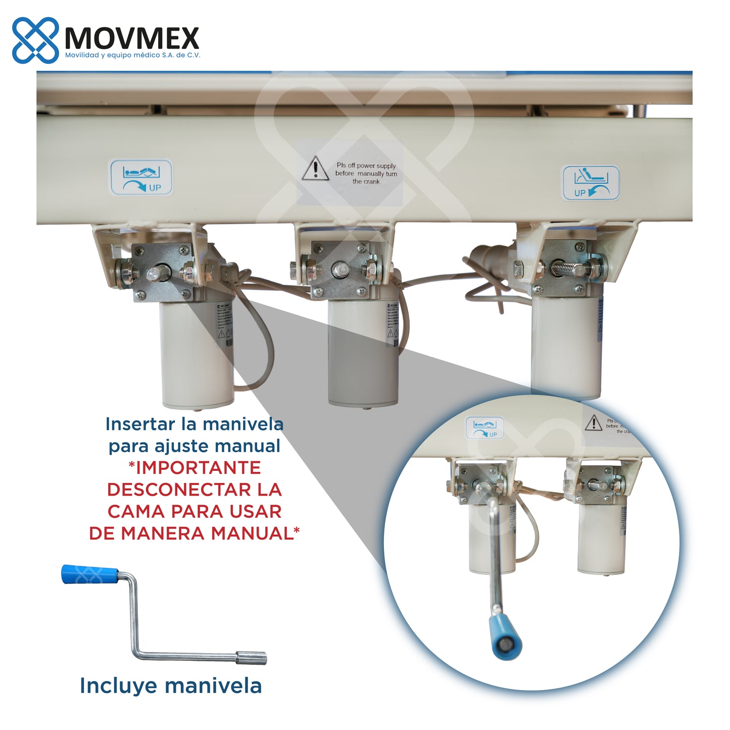 CAMA HOSPITALARIA ELÉCTRICA Y MANUAL (HÍBRIDA) 3 POSICIONES JENNER 2.0