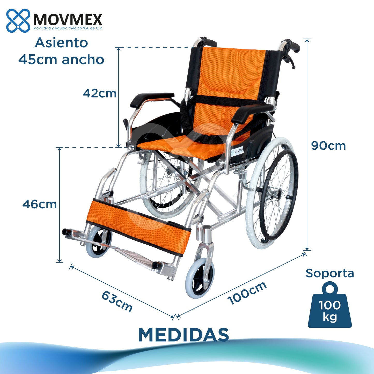 Silla De Ruedas Aluminio Solida Plegable Karolinska Movmex