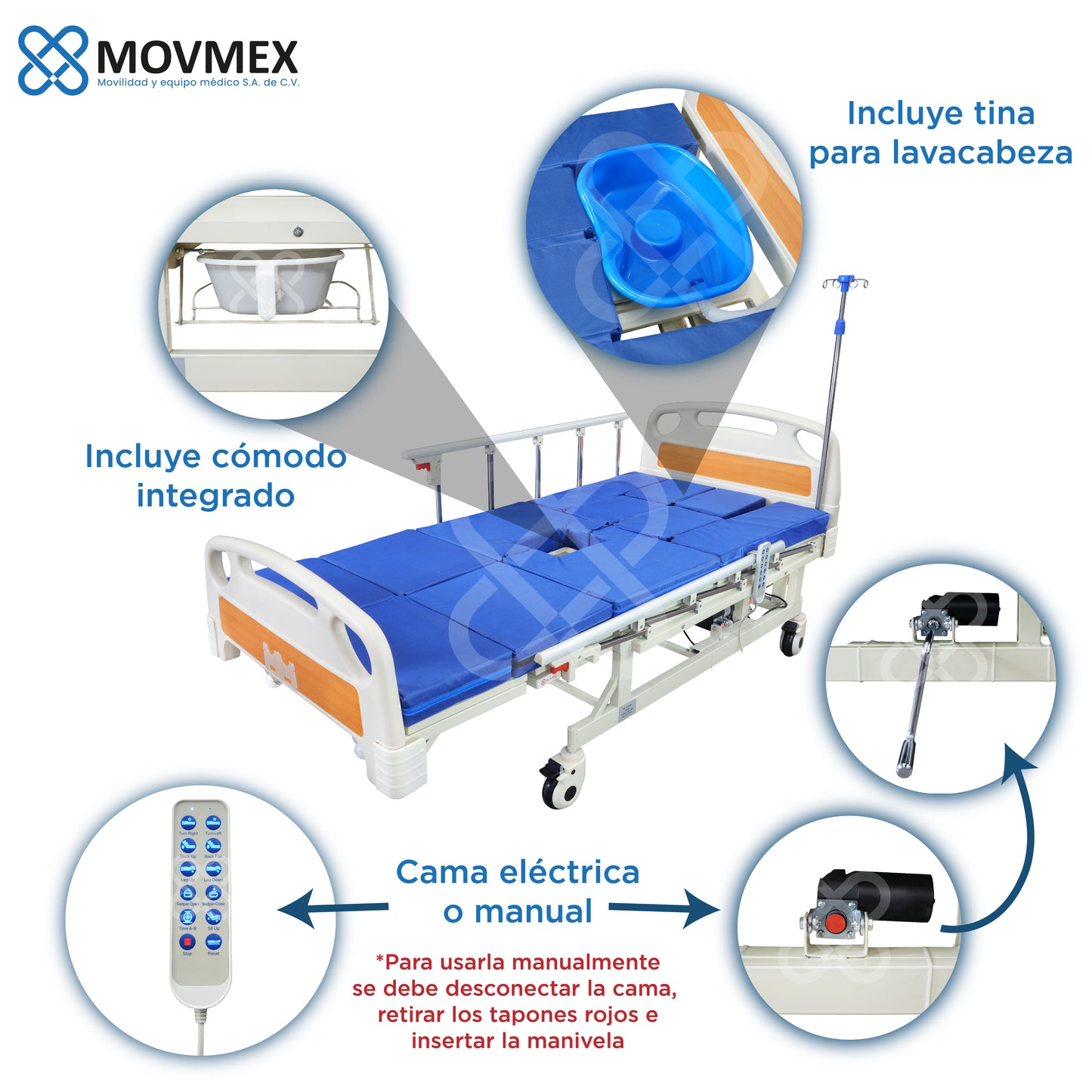 Cama Hospitalaria Eléctrica / Manual 7 en 1 SENDLER MOVMEX
