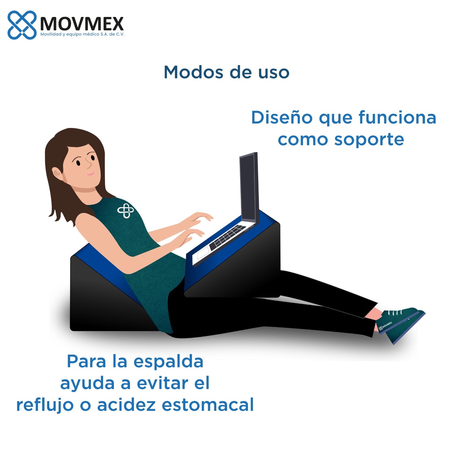 Almohada Cojín Cuña Grande Antireflujo Respaldo Antillagas Austin Movmex