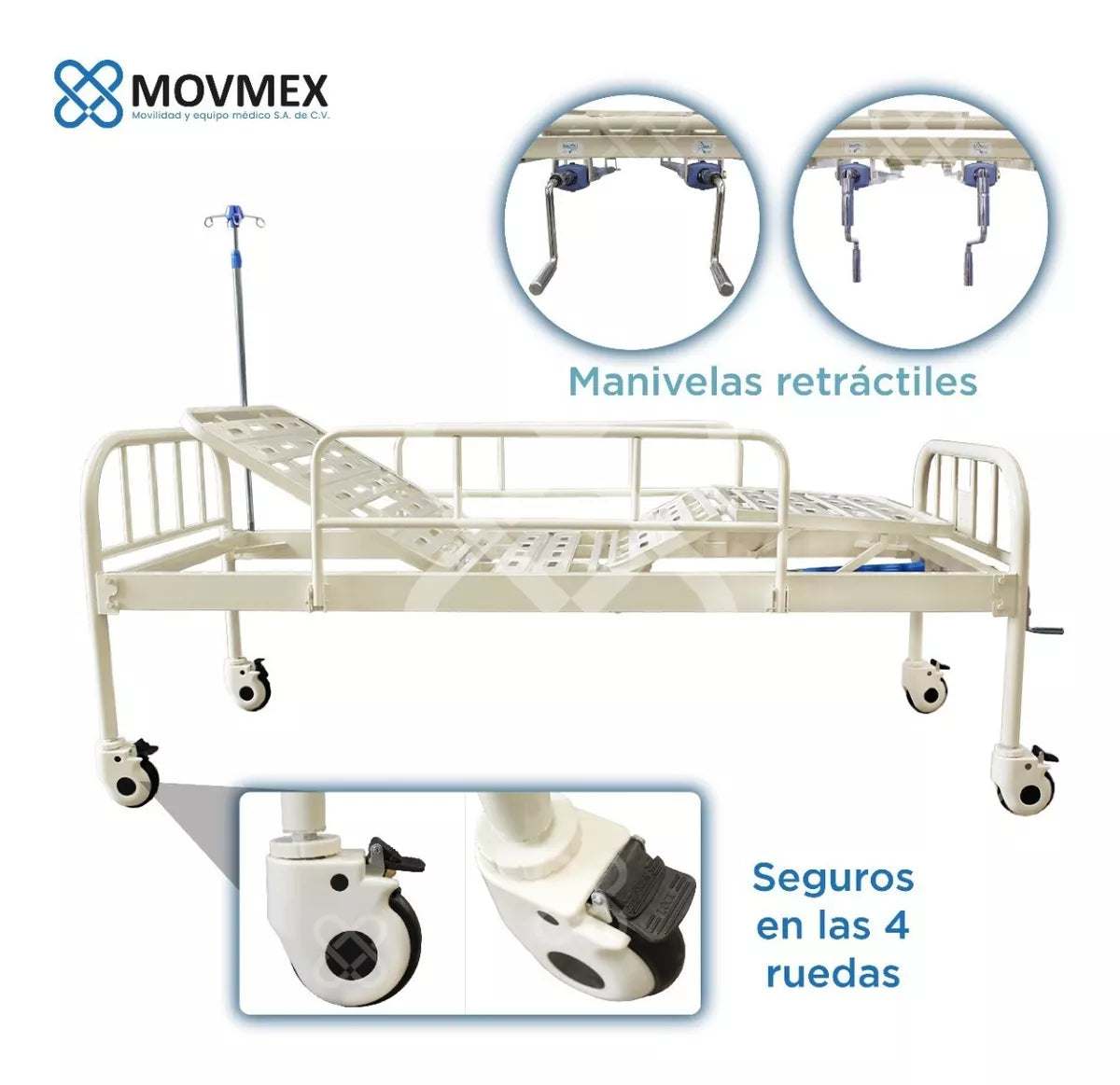 Cama Hospitalaria Manual Hipócrates Sin Colchones Movmex