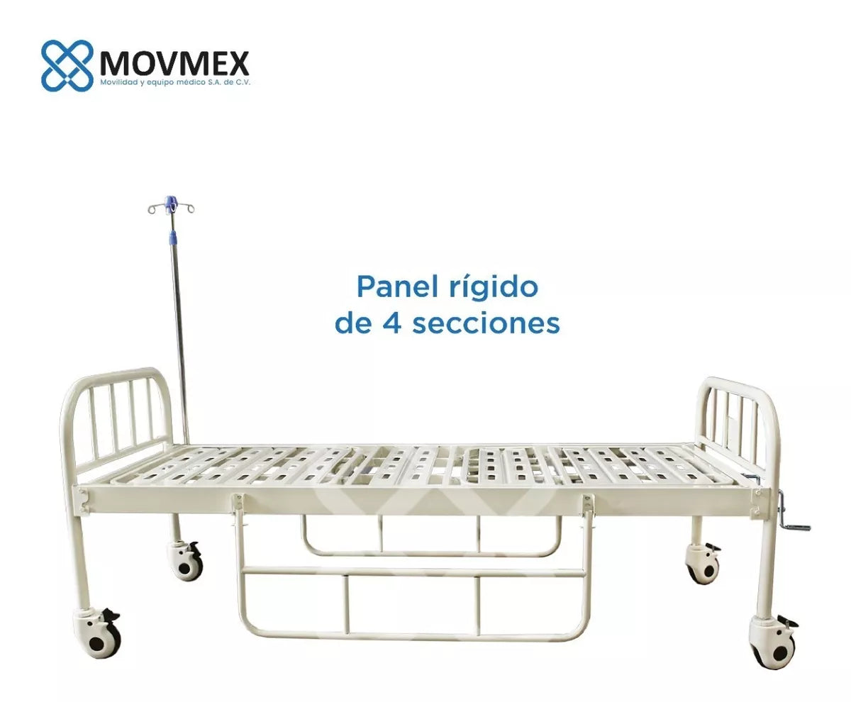 CAMA HOSPITALARIA MANUAL 2 POSICIONES MODELO HIPÓCRATES CON COLCHÓN SECCIONADO