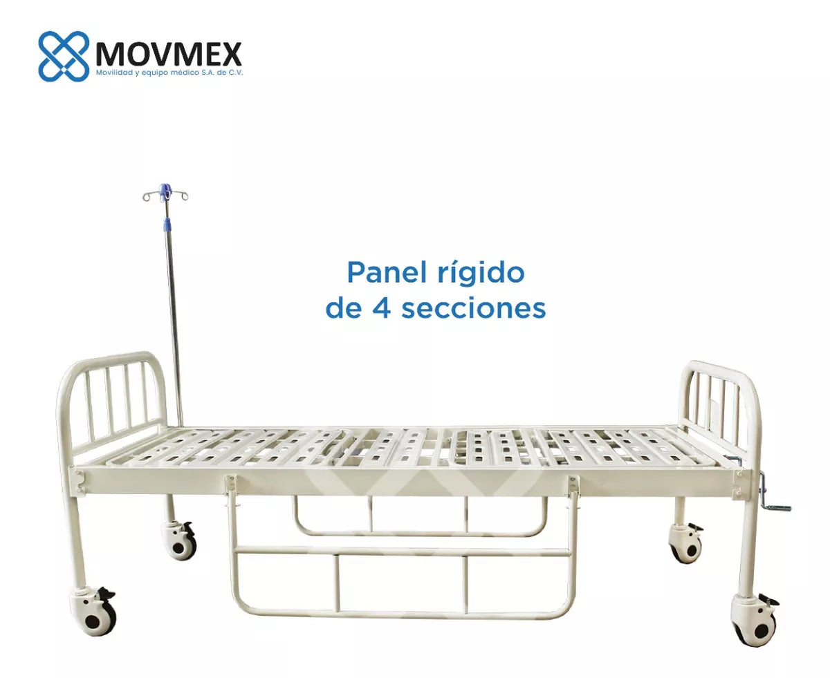 CAMA HOSPITALARIA MANUAL 2 POSICIONES CON COLCHÓN SECCIONADO Y SOBRECOLCHÓN ANTILLAGAS TIPO CASCARÓN DE HUEVO IMPERMEABLE