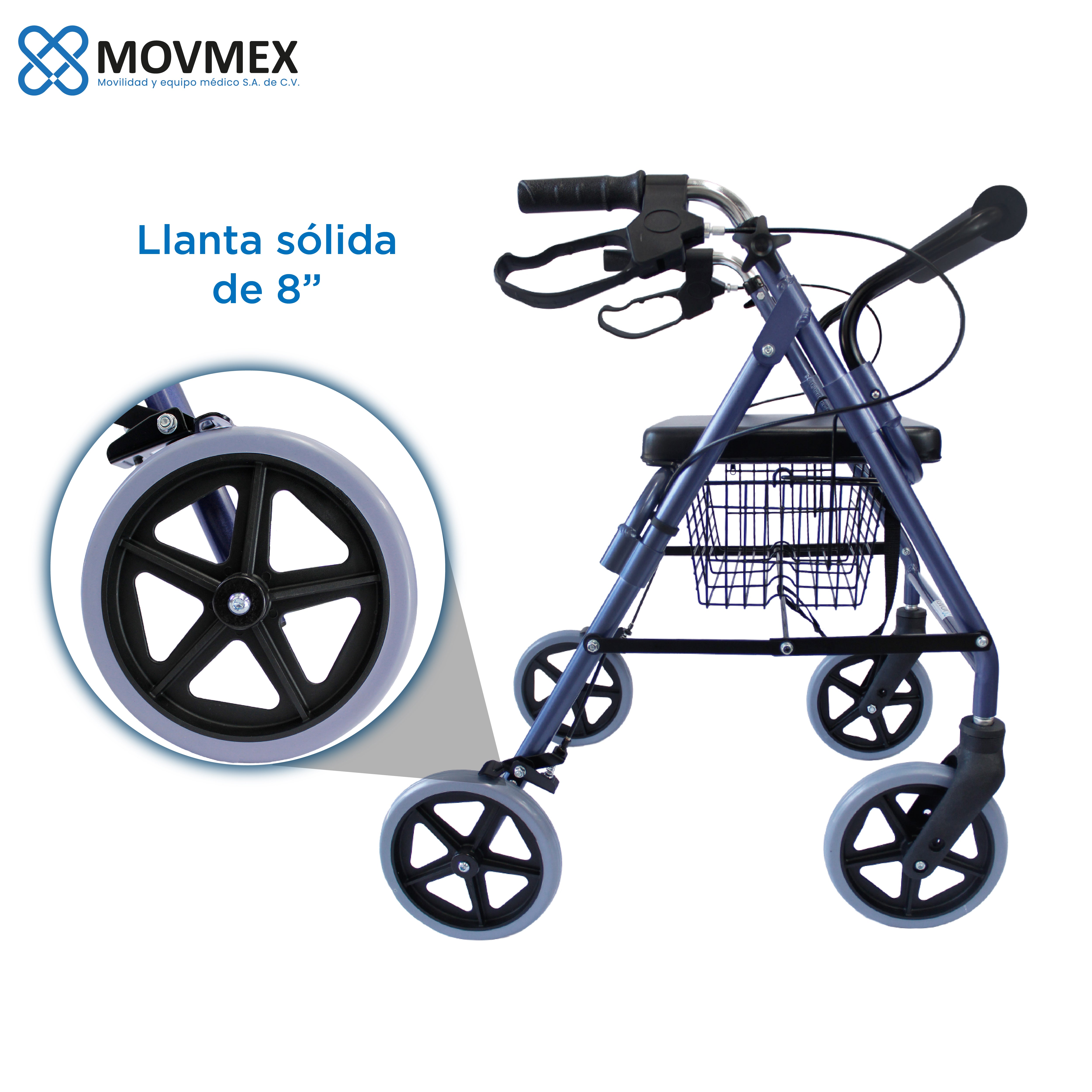 ANDADERA ORTOPÉDICA ROLLATOR CON ASIENTO Y CANASTA MODELO CALÉNDULA