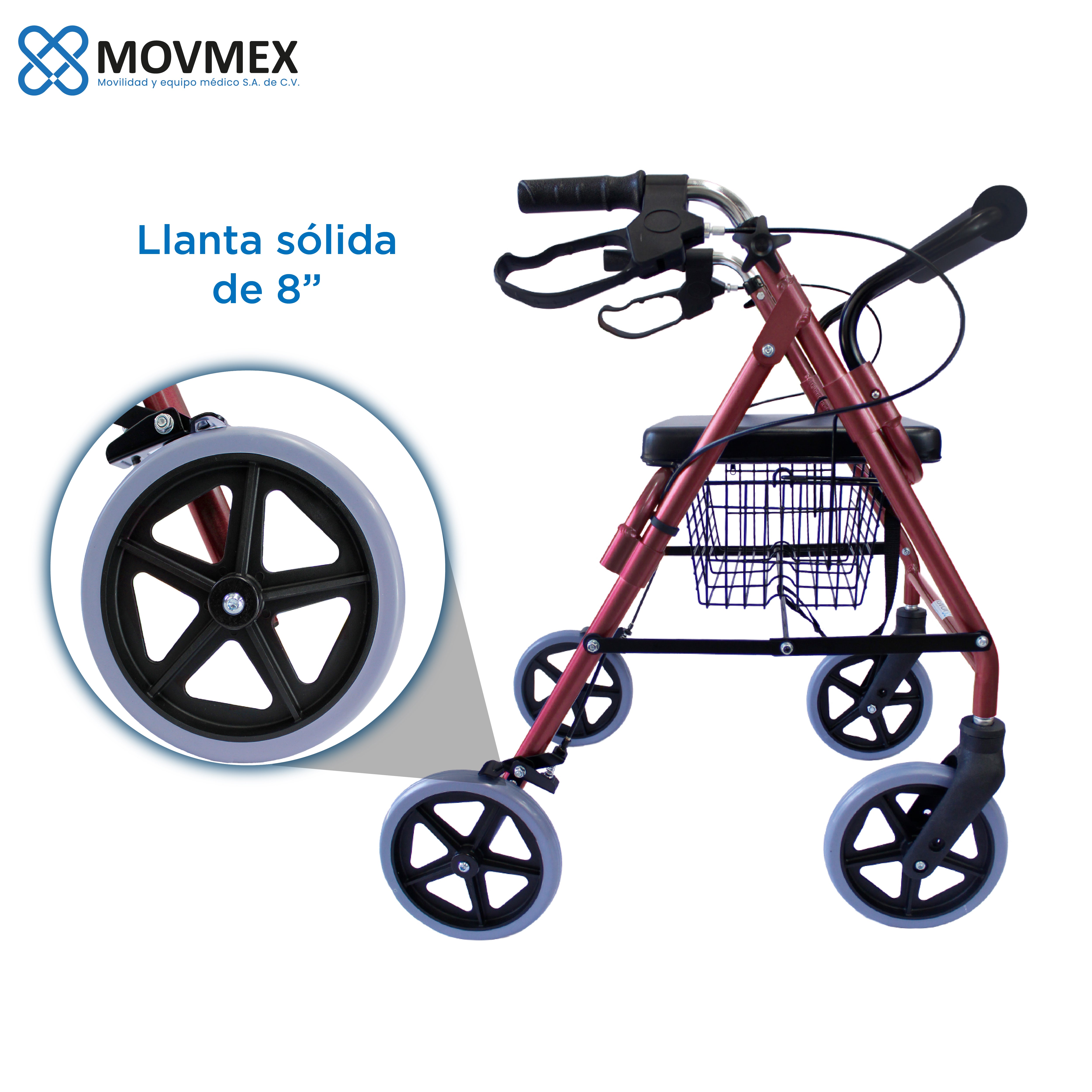 ANDADERA ORTOPÉDICA ROLLATOR CON ASIENTO Y CANASTA MODELO CALÉNDULA