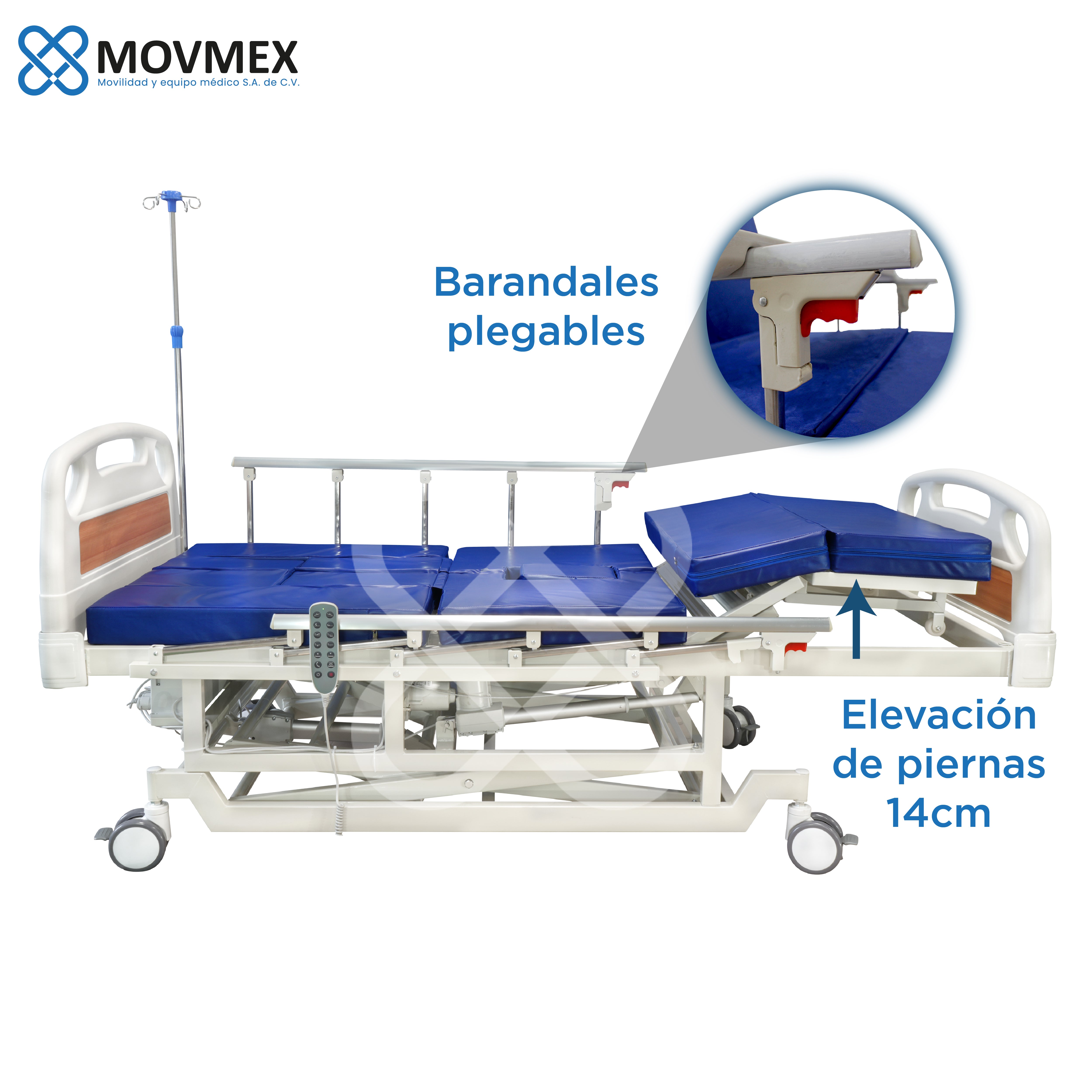 CAMA HOSPITALARIA ELÉCTRICA 9 FUNCIONES EN 1 CON ALTURA AJUSTABLE MODELO EVANGELINA