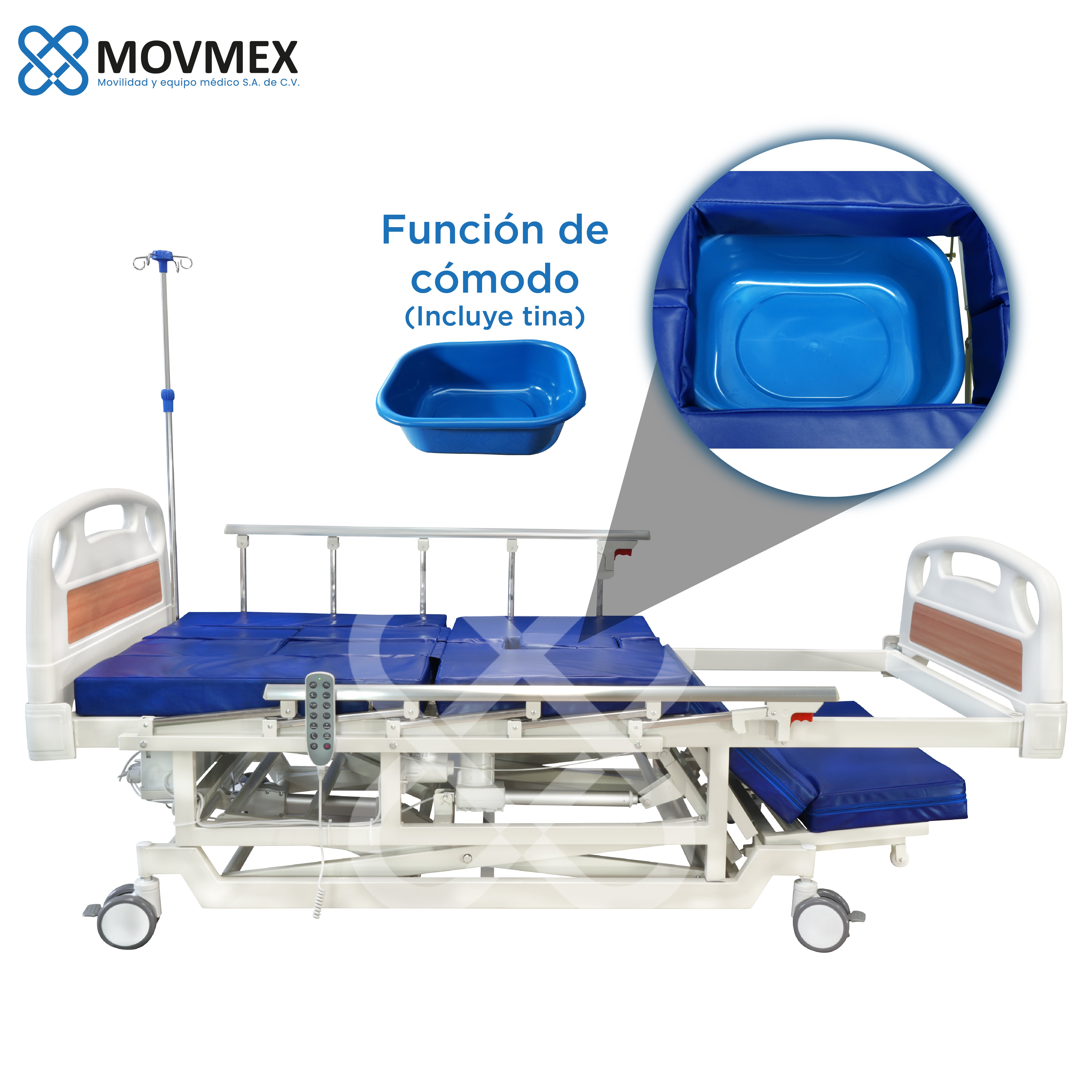 CAMA HOSPITALARIA ELÉCTRICA 9 FUNCIONES EN 1 CON ALTURA AJUSTABLE MODELO EVANGELINA