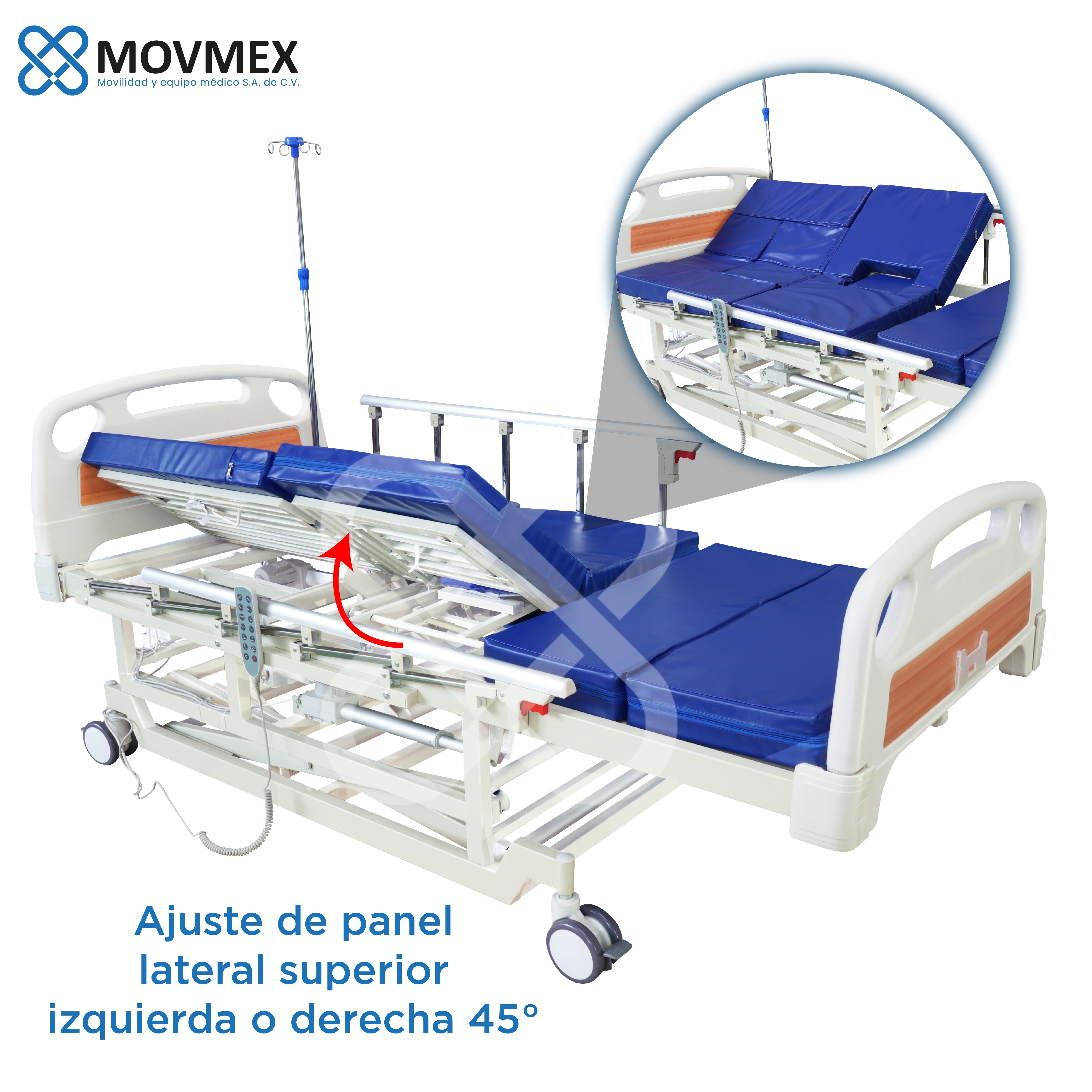 CAMA HOSPITALARIA ELÉCTRICA 9 FUNCIONES EN 1 CON ALTURA AJUSTABLE MODELO EVANGELINA
