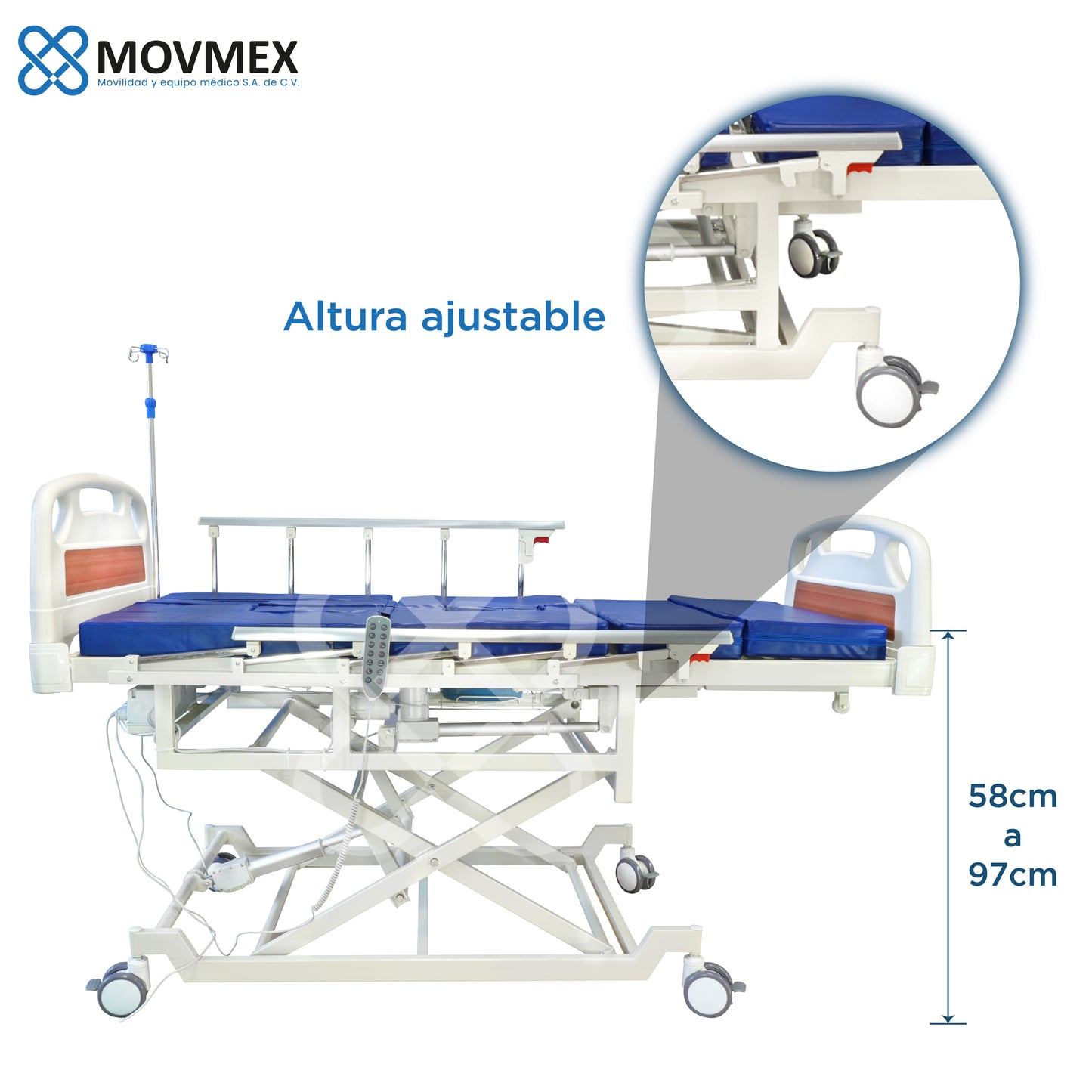 Cama Hospitalaria Eléctrica Evangelina 9 funciones en 1  Con Ajuste de Altura