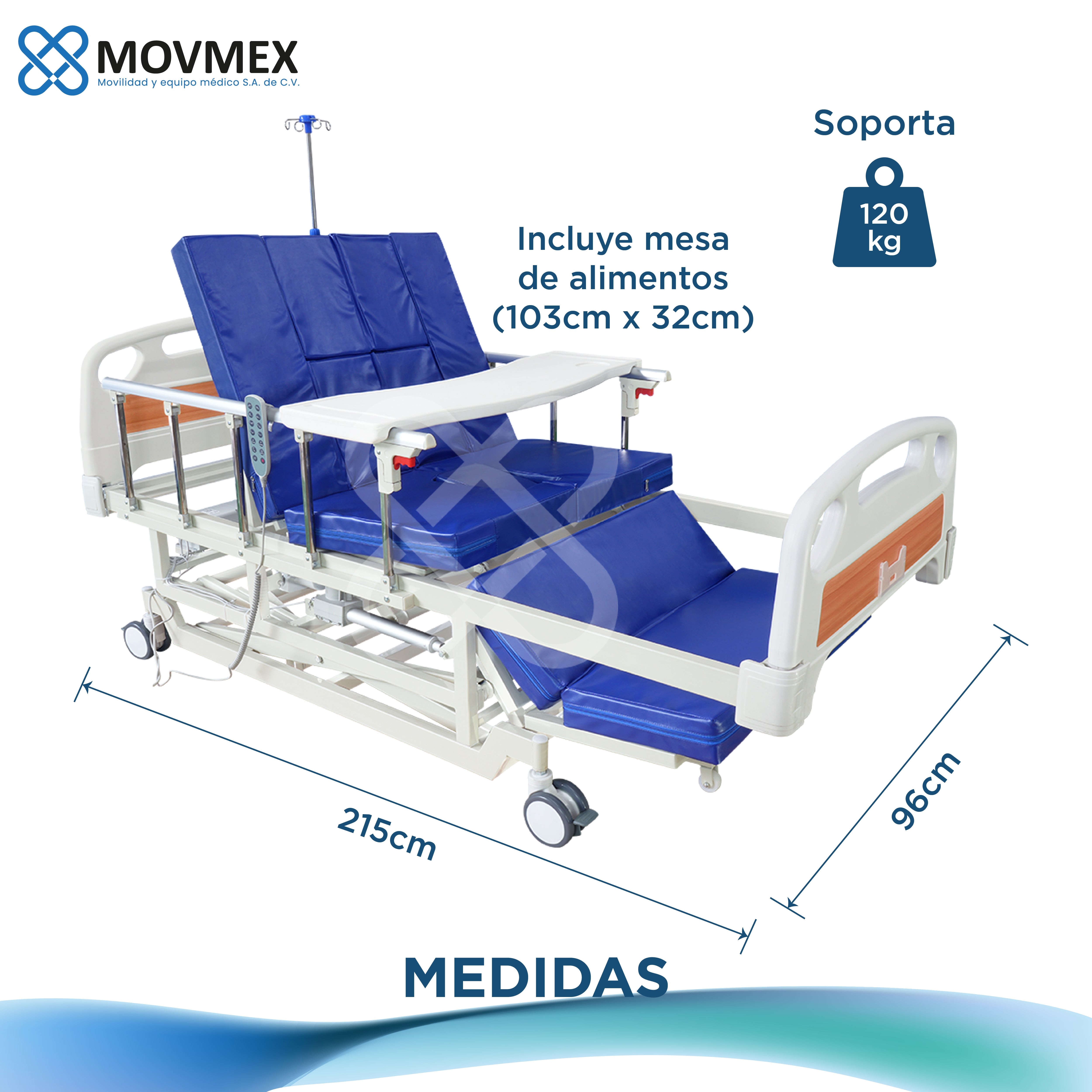 CAMA HOSPITALARIA ELÉCTRICA 9 FUNCIONES EN 1 CON ALTURA AJUSTABLE MODELO EVANGELINA