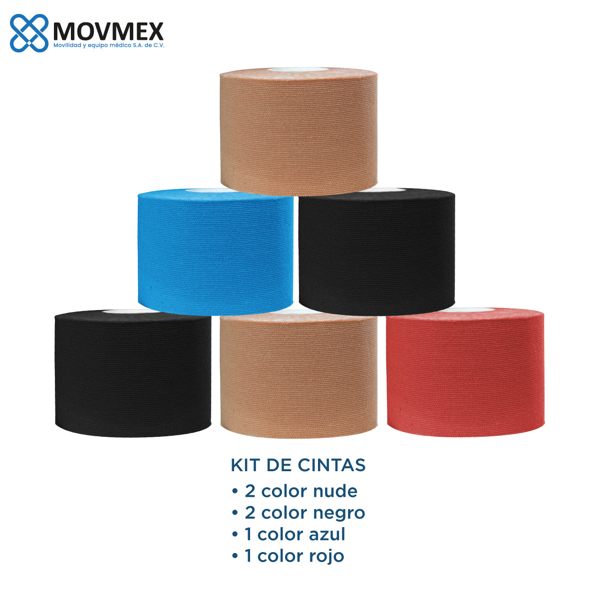 KIT DE 6 CINTAS KINESIOLÓGICAS VENDAJE NEUROMUSCULAR