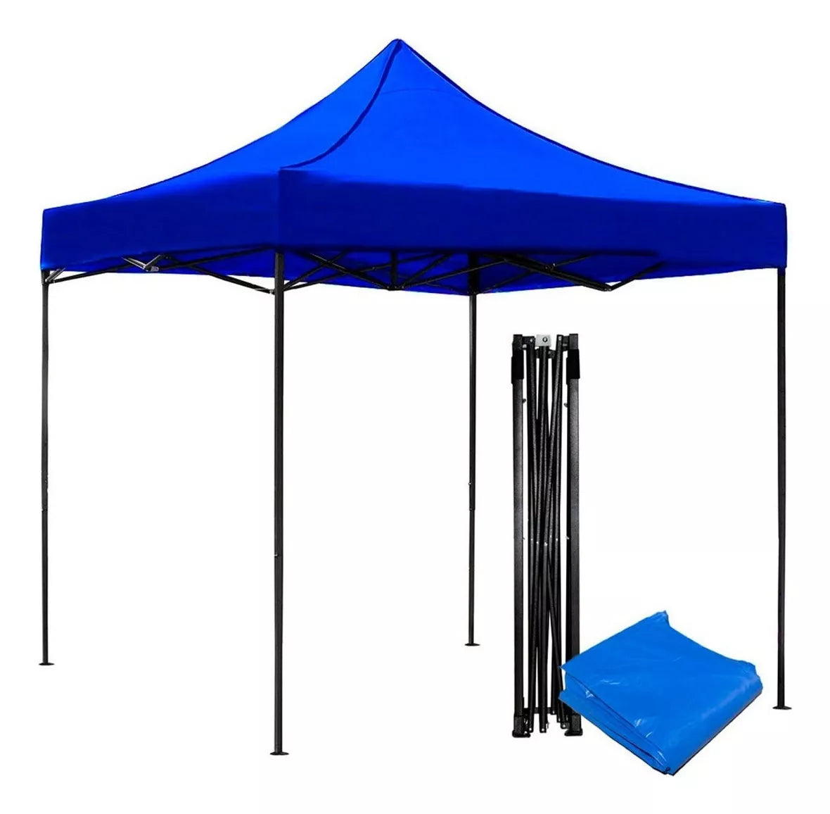 Carpa Toldo Plegable 2x2 Azul Reforzado Impermeable Jardín Lona