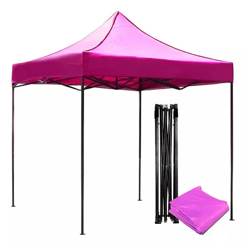 Carpa Toldo Plegable 2x2 Rosa Reforzado Impermeable Jardín Lona