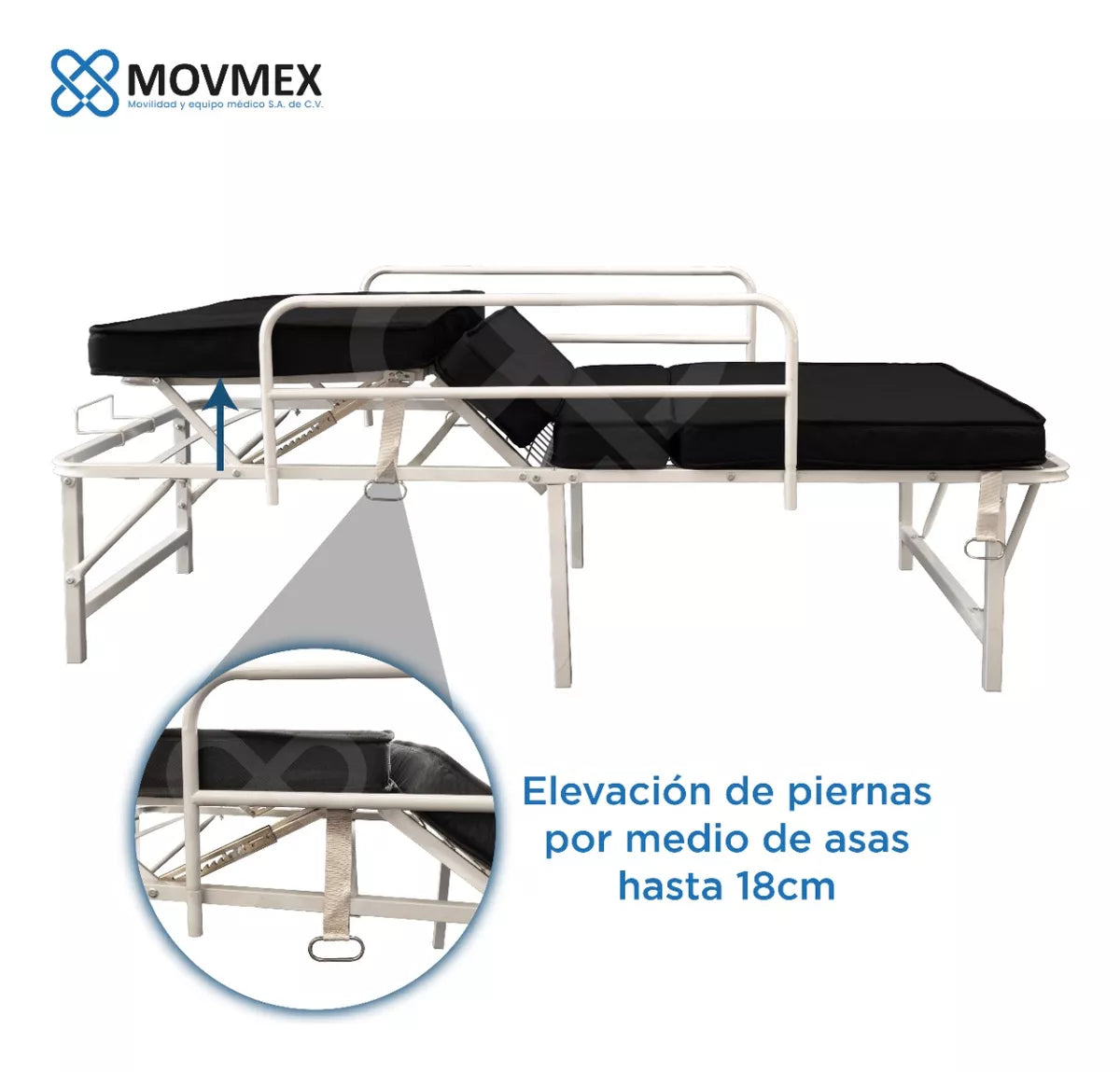 CAMA HOSPITALARIA MANUAL 2 POSICIONES PLEGABLE ECONÓMICA CON COLCHÓN