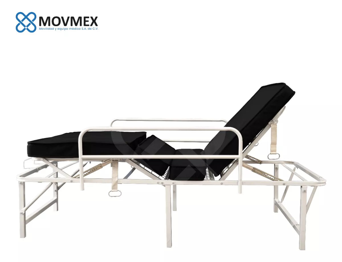 CAMA HOSPITALARIA MANUAL 2 POSICIONES PLEGABLE ECONÓMICA CON COLCHÓN