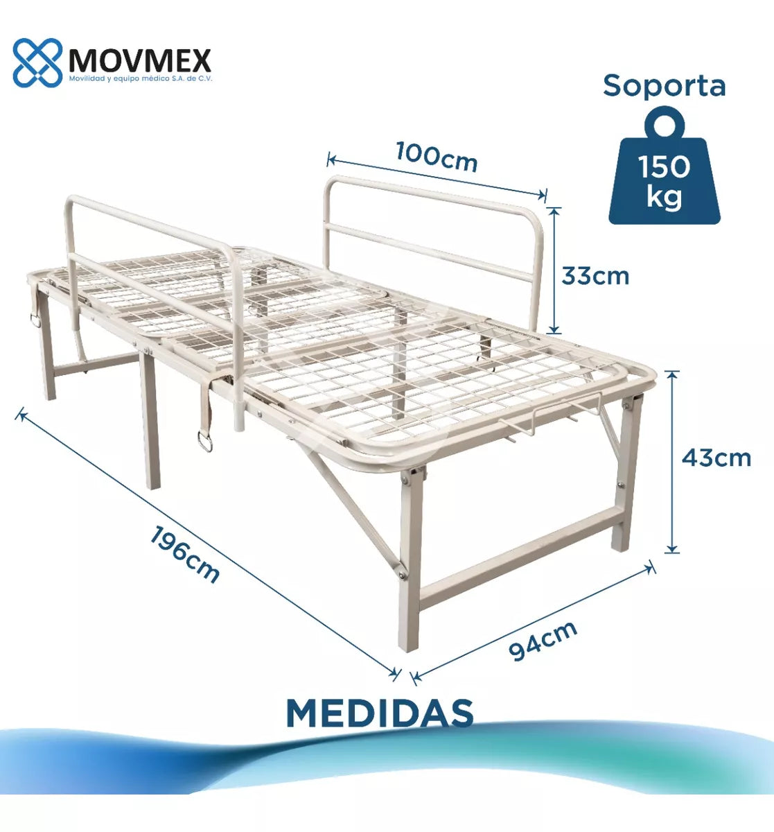 CAMA HOSPITALARIA MANUAL 2 POSICIONES PLEGABLE ECONÓMICA