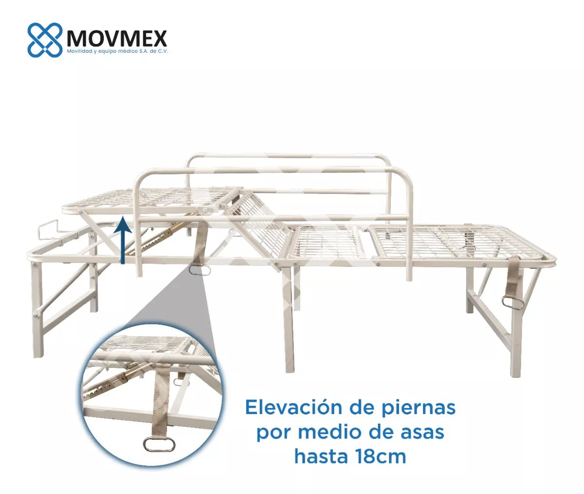 CAMA HOSPITALARIA MANUAL 2 POSICIONES PLEGABLE ECONÓMICA