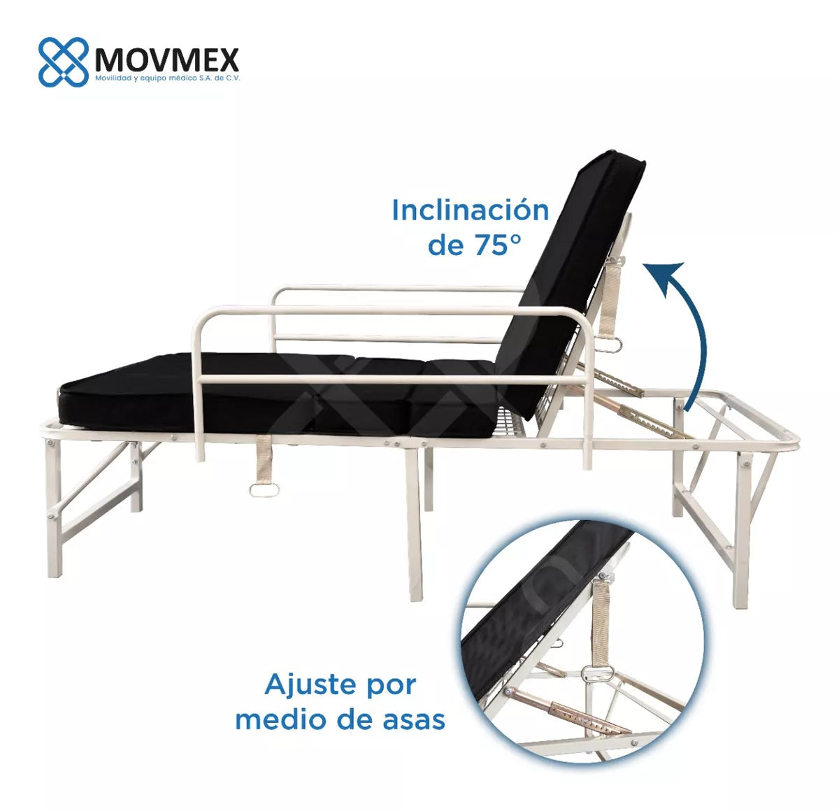 CAMA HOSPITALARIA MANUAL 2 POSICIONES PLEGABLE ECONÓMICA CON COLCHÓN