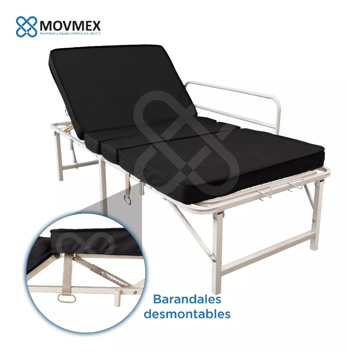 CAMA HOSPITALARIA MANUAL 2 POSICIONES PLEGABLE ECONÓMICA CON COLCHÓN