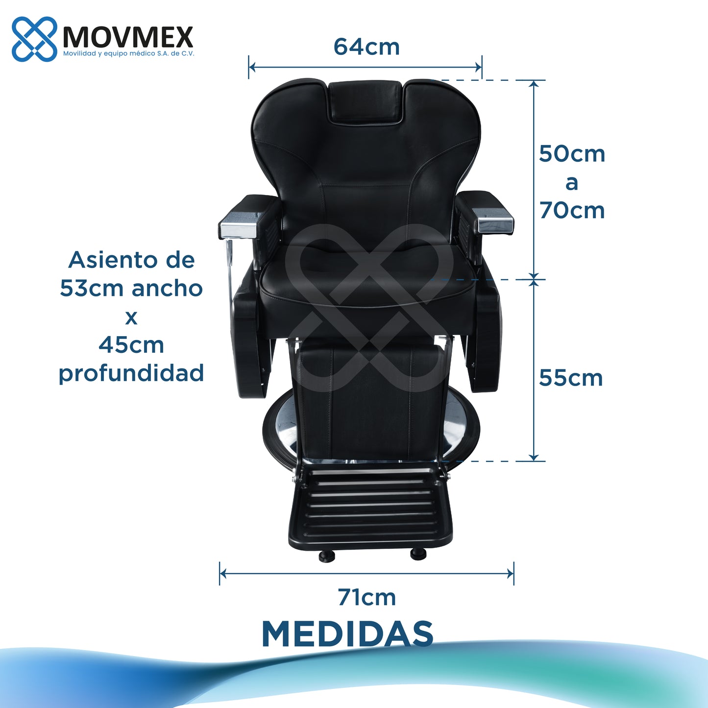 Sillón de Barbería Hidráulico Uso Rudo Jackson MOVMEX