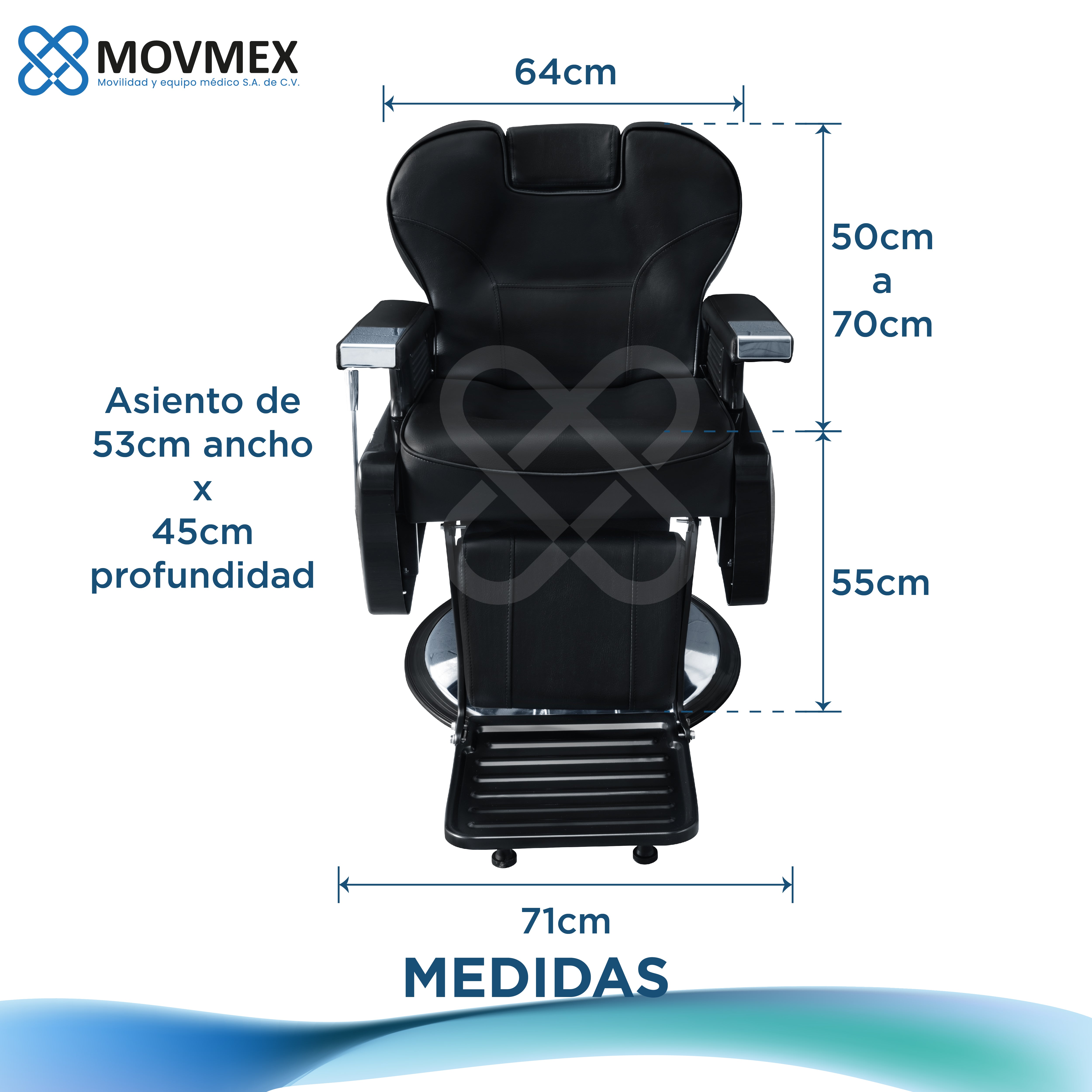 Sillón de Barbería Hidráulico Uso Rudo Jackson MOVMEX