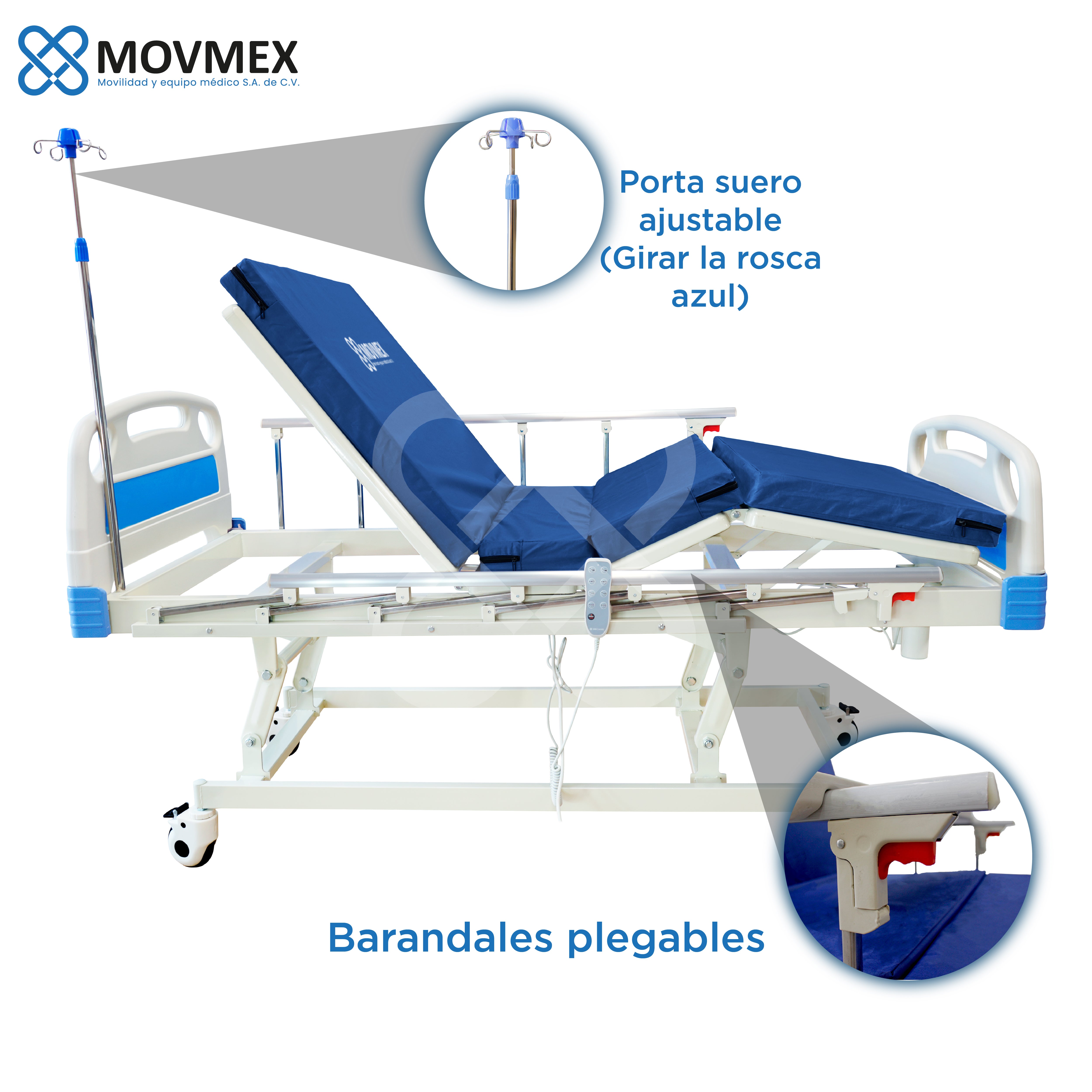 CAMA HOSPITALARIA ELÉCTRICA Y MANUAL (HÍBRIDA) 3 POSICIONES MODELO JENNER 2.0