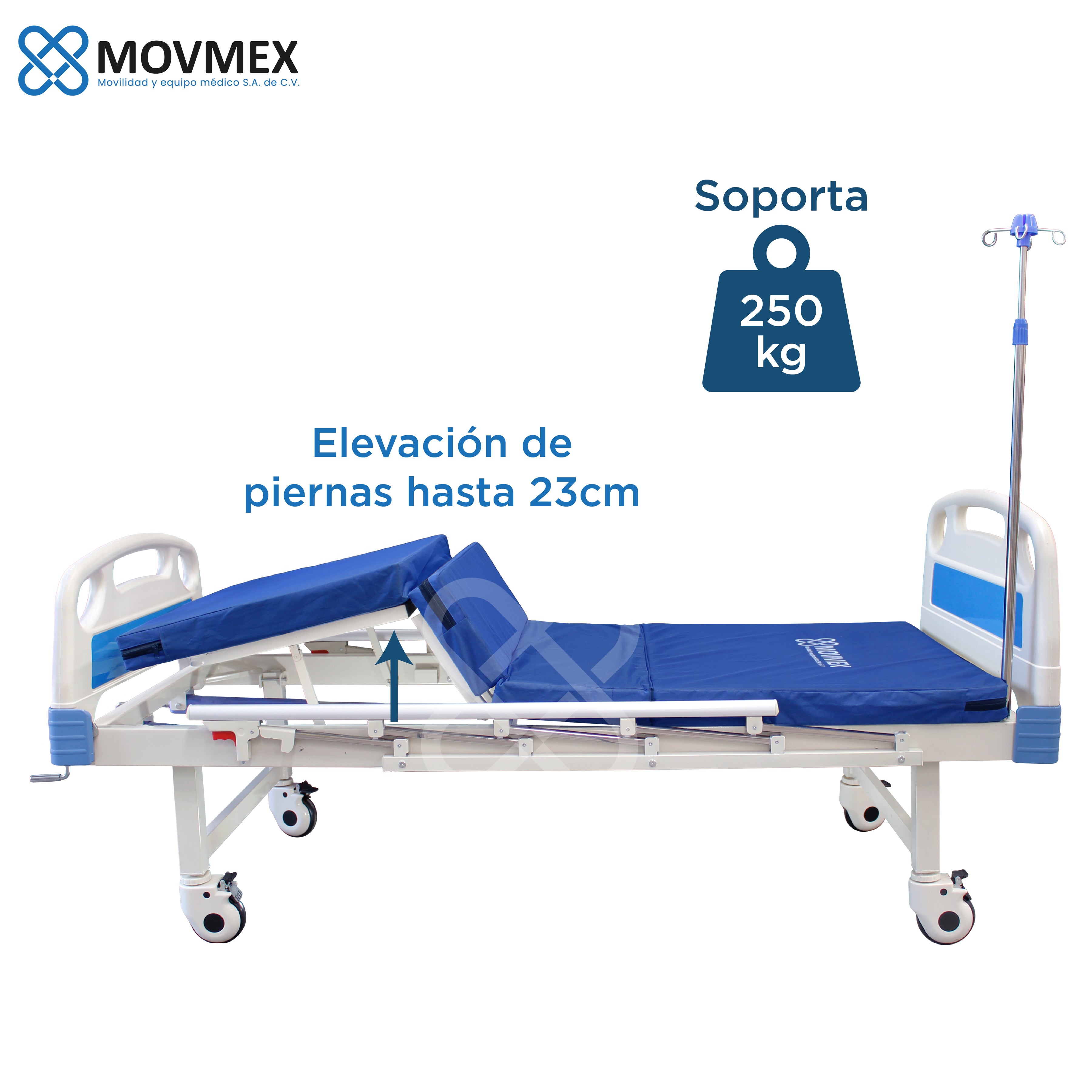 CAMA HOSPITALARIA MANUAL 2 POSICIONES CON ACCESORIOS MODELO OSLER