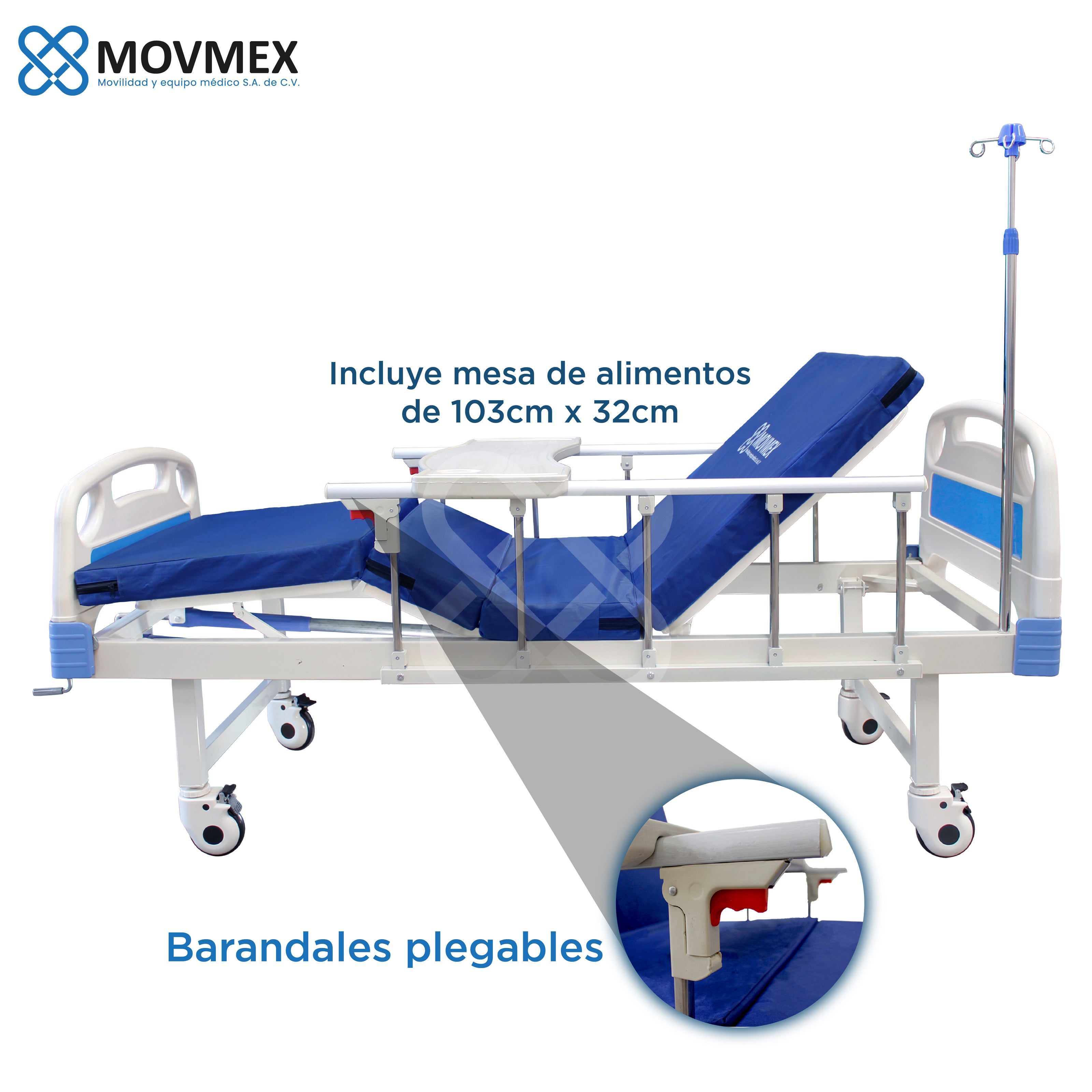 CAMA HOSPITALARIA MANUAL 2 POSICIONES CON ACCESORIOS MODELO OSLER