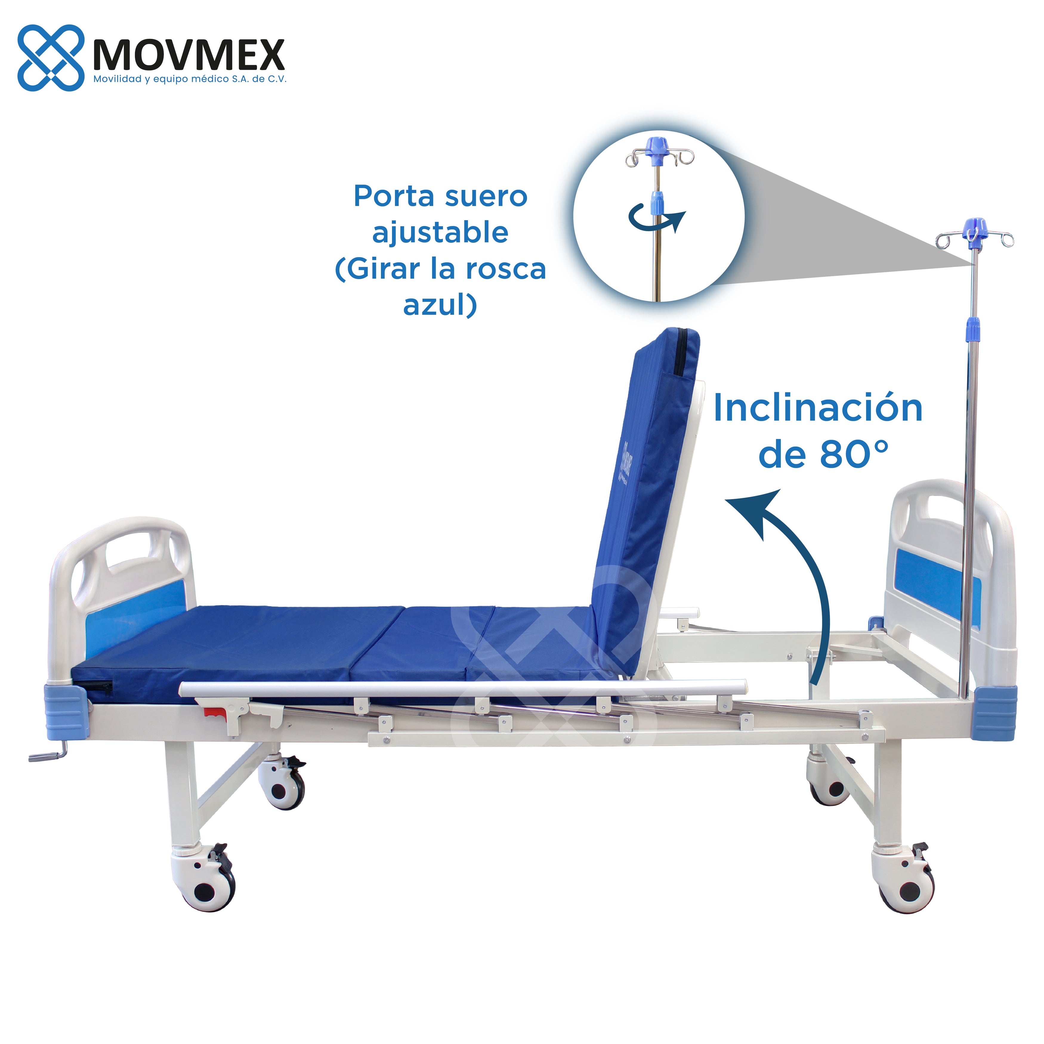 CAMA HOSPITALARIA MANUAL 2 POSICIONES CON ACCESORIOS MODELO OSLER