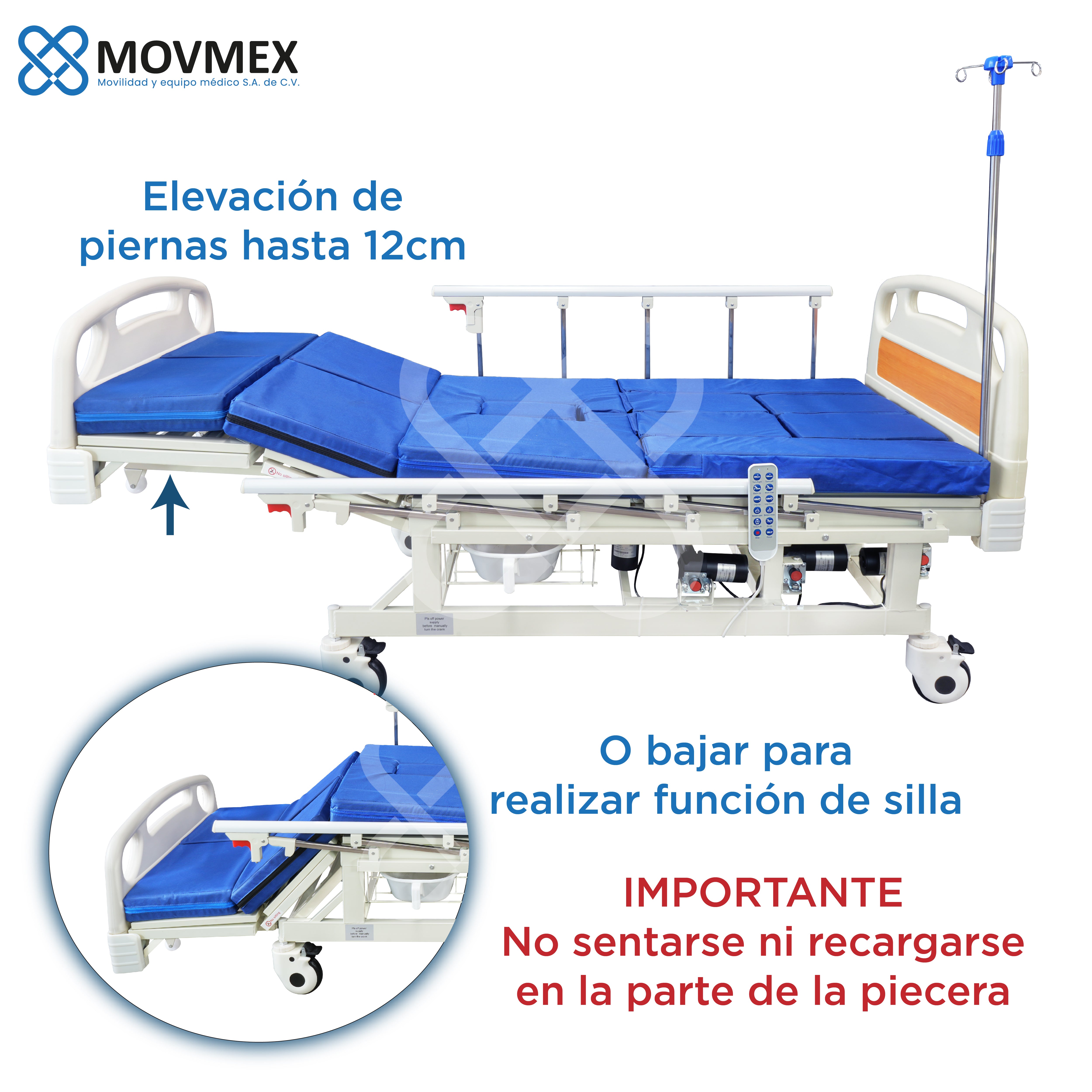 CAMA HOSPITALARIA ELÉCTRICA Y MANUAL 7 FUNCIONES EN 1 MODELO SENDLER