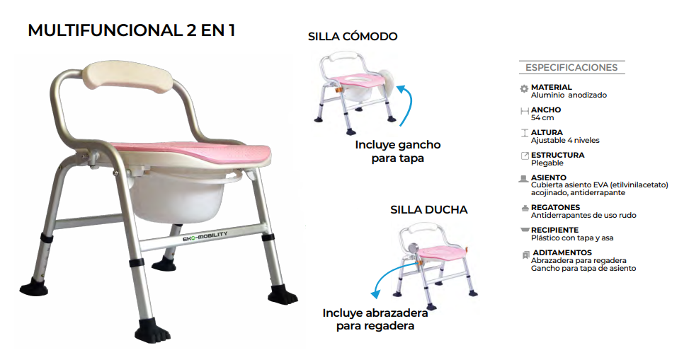 SILLA DUCHA / COMODO  MULTIFUNCIONAL 2 EN 1