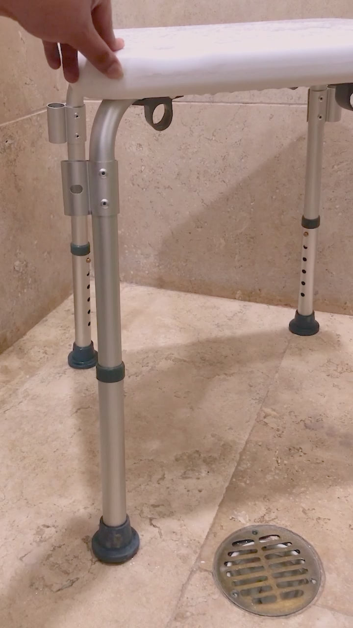 SILLA BANCO DE DUCHA CON RESPALDO Y APOYABRAZOS DESMONTABLES MODELO BASEL