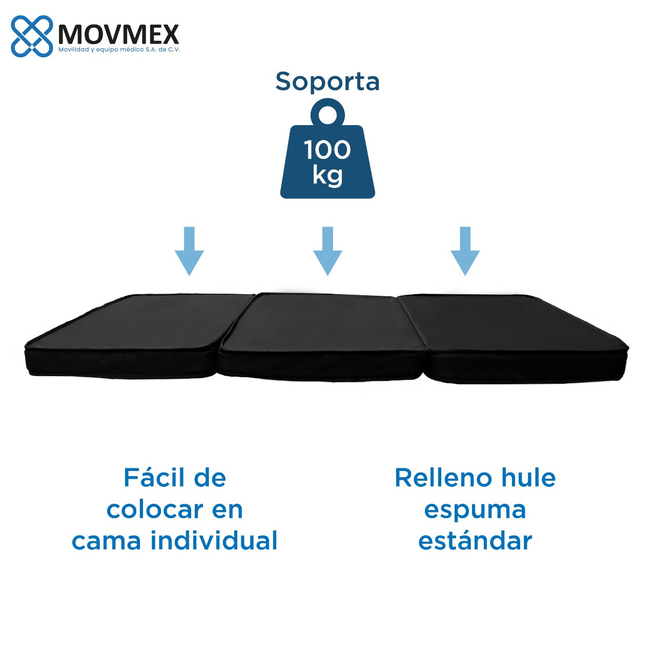 Colchón Para Cama Hospitalaria De 3 Secciones Portátil Plegable Movmex