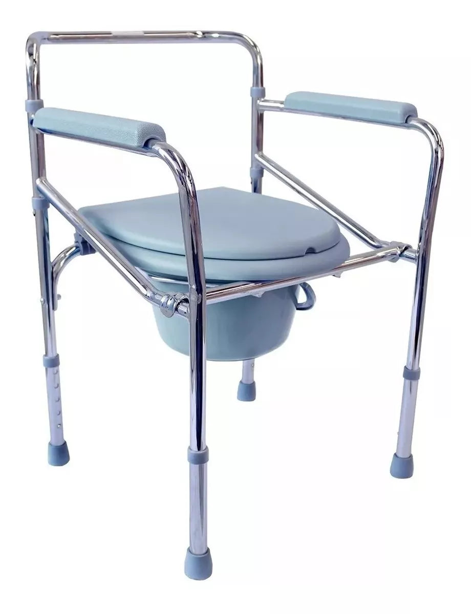 SILLA CON CÓMODO DE ACERO CROMADO CON ALTURA AJUSTABLE MODELO SINAÍ