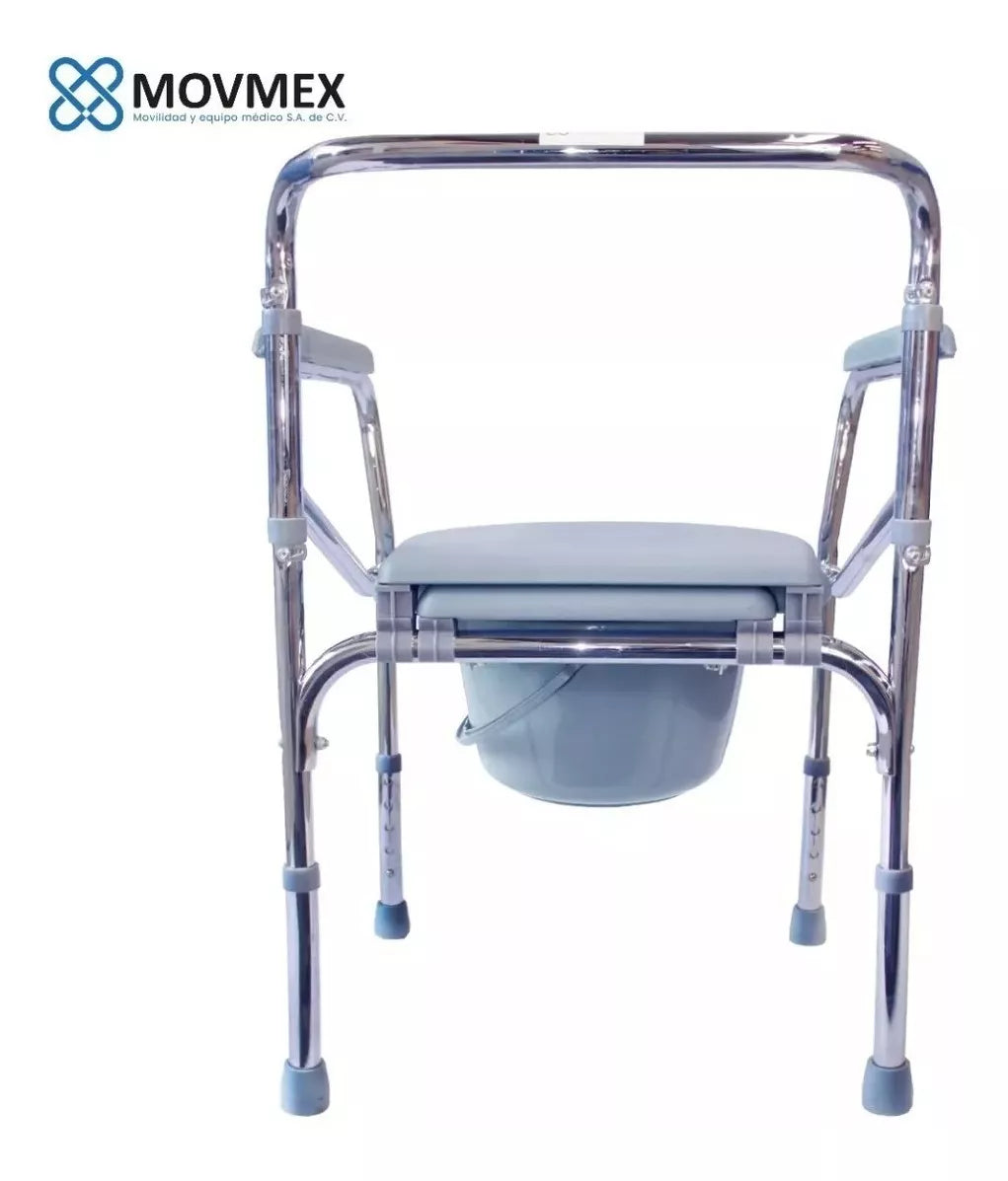 Silla Comodo Para Baño Wc De Acero Cromado Plegable Ajustable Movmex