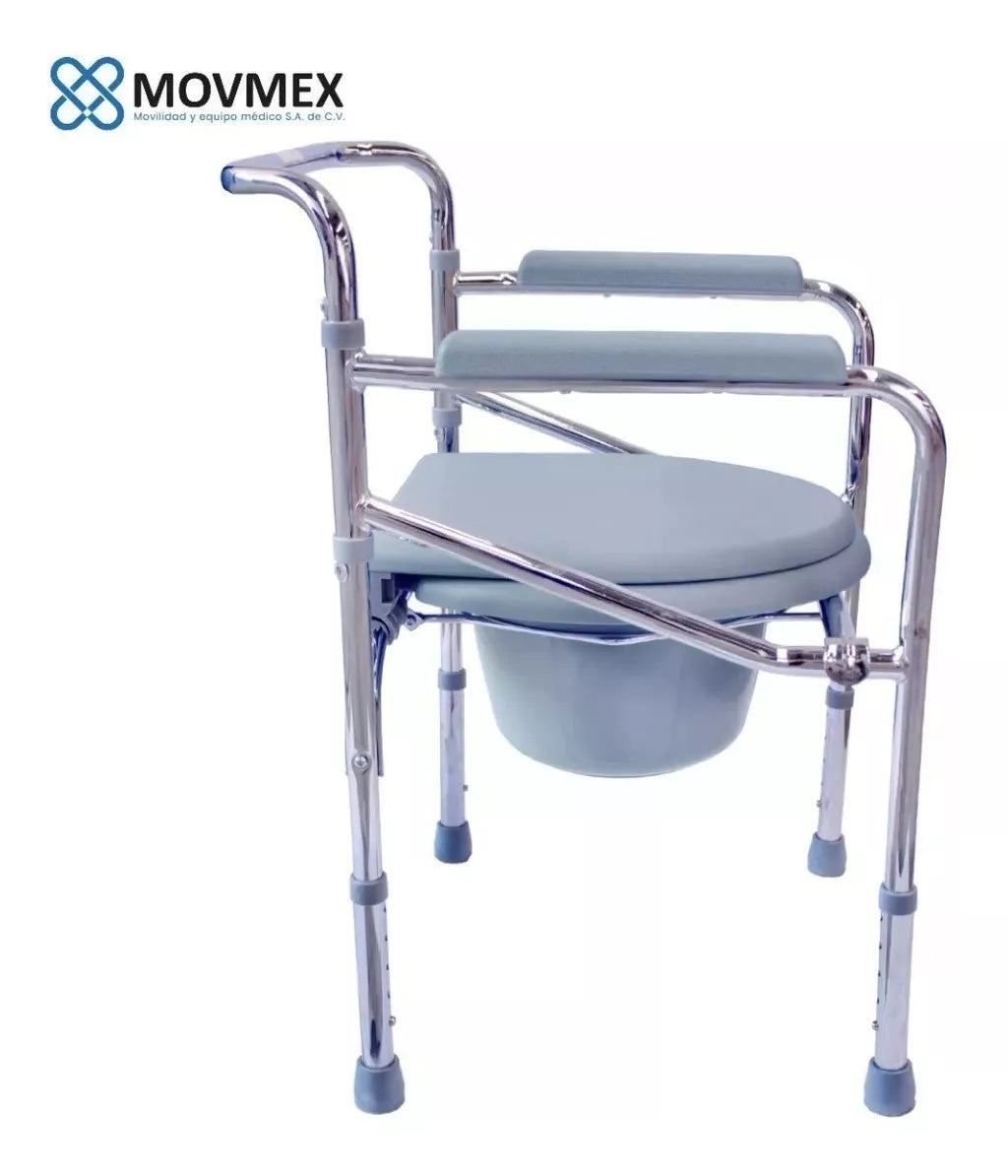 SILLA CON CÓMODO DE ACERO CROMADO CON ALTURA AJUSTABLE MODELO SINAÍ
