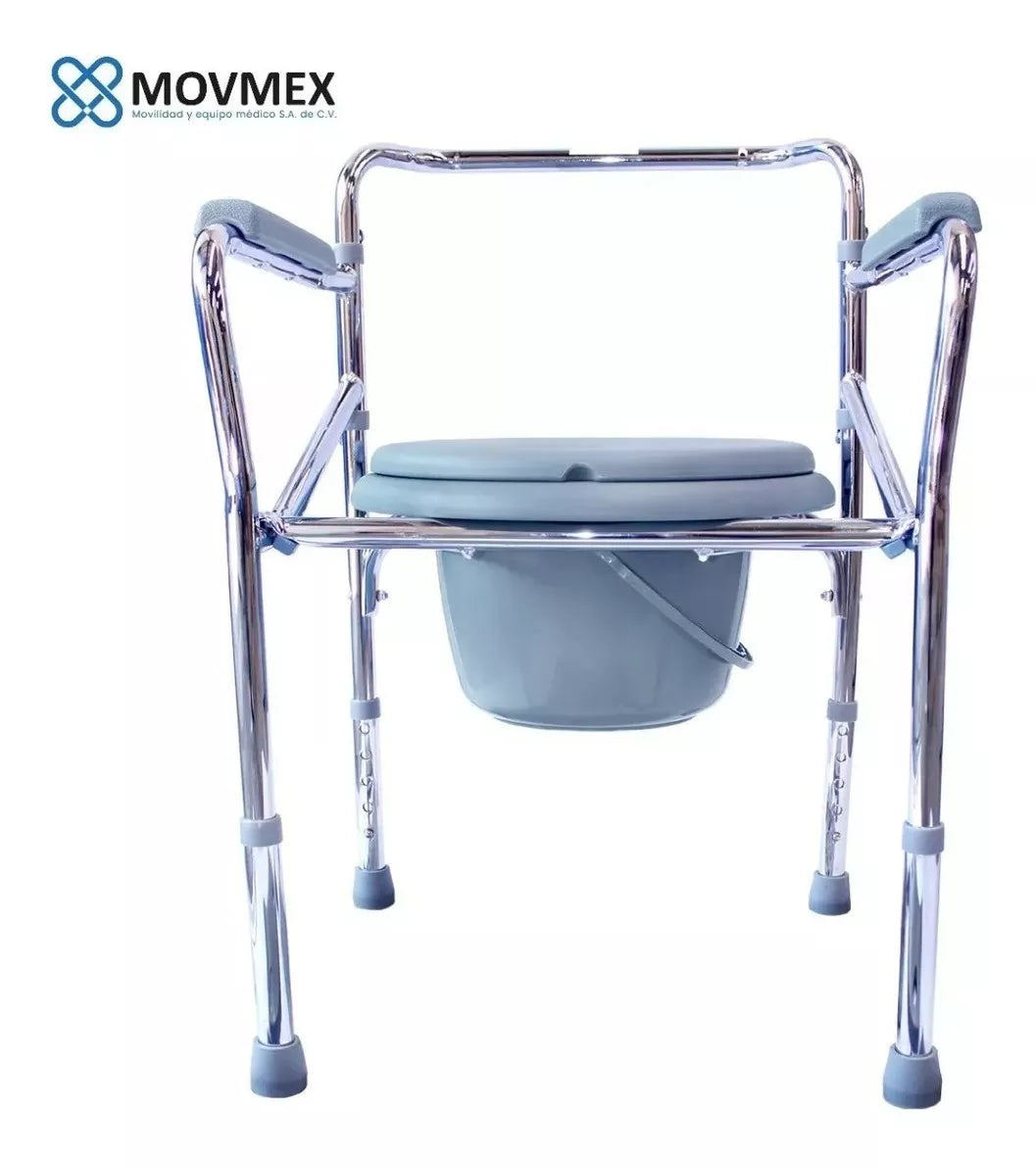SILLA CON CÓMODO DE ACERO CROMADO CON ALTURA AJUSTABLE MODELO SINAÍ