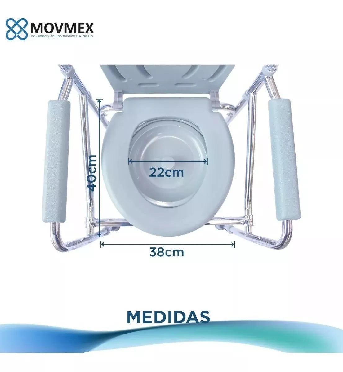 SILLA CON CÓMODO DE ACERO CROMADO CON ALTURA AJUSTABLE MODELO SINAÍ