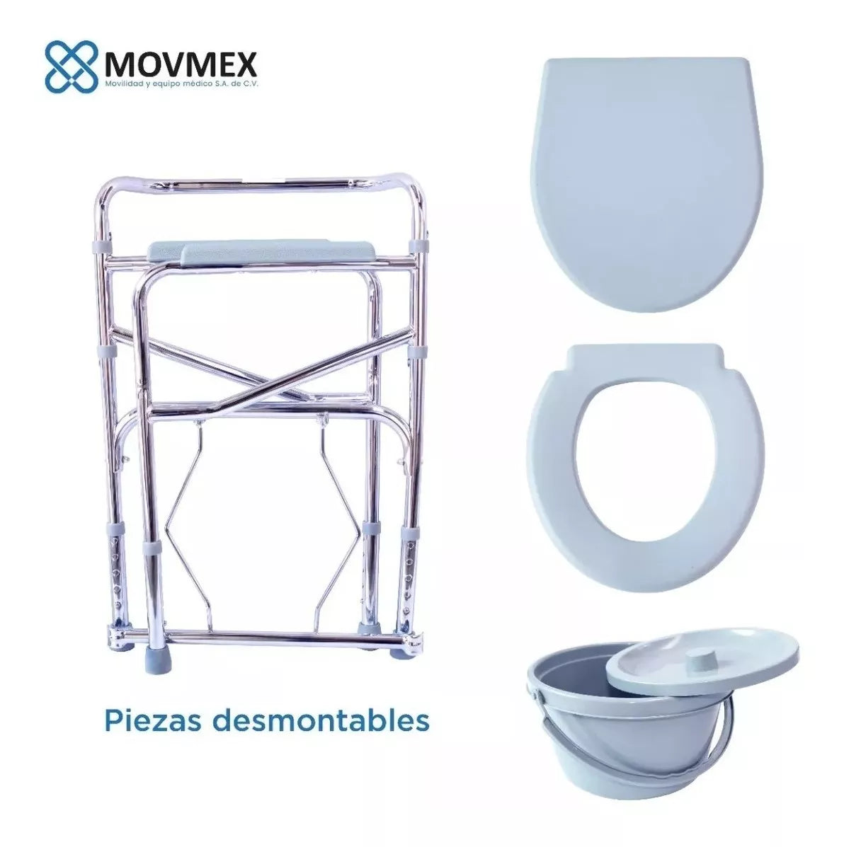SILLA CON CÓMODO DE ACERO CROMADO CON ALTURA AJUSTABLE MODELO SINAÍ